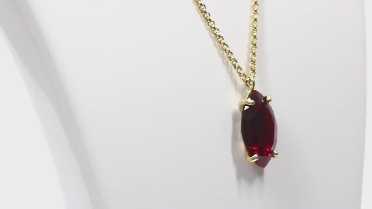 Marquise Garnet Pendant Necklace in 14k Gold Filled Anemone Jewelry
