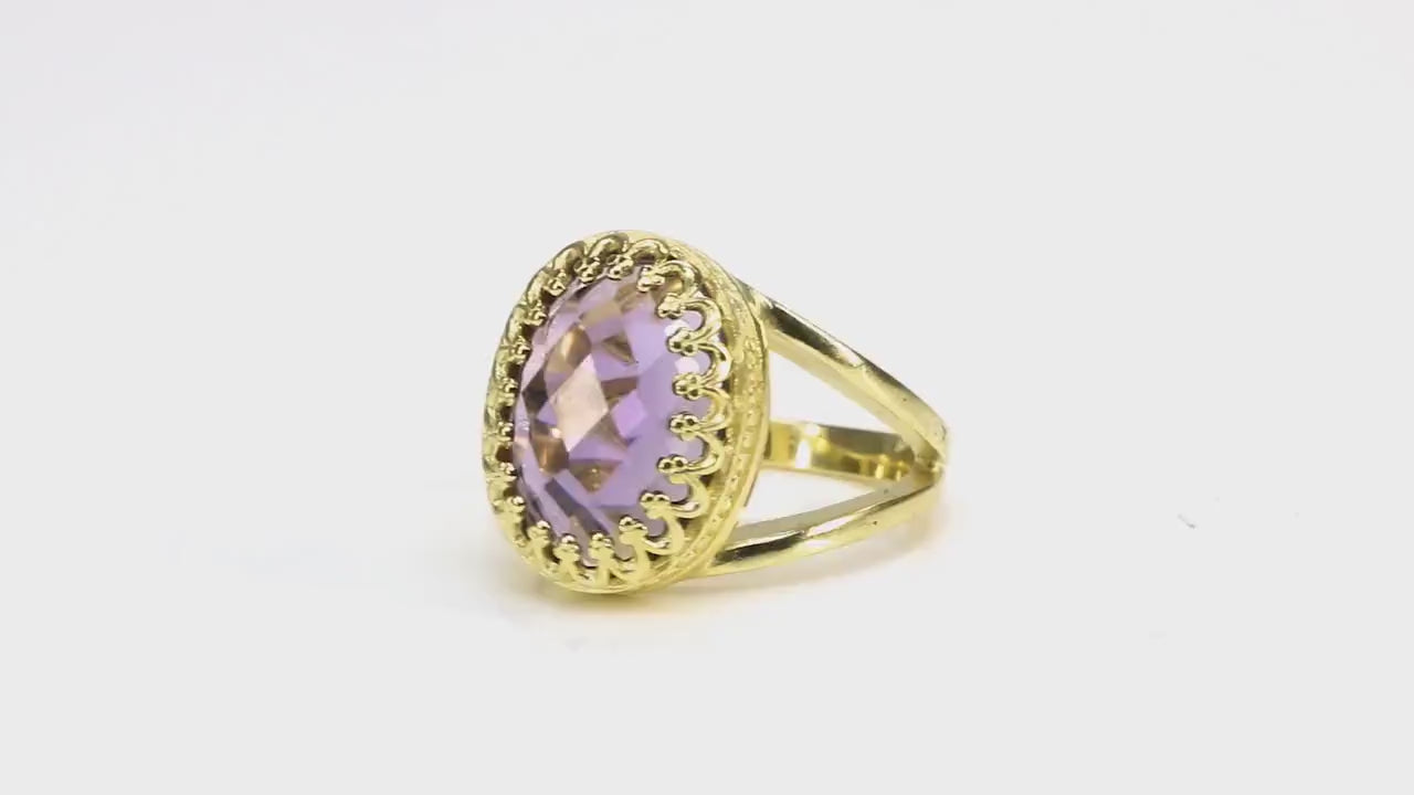 Elegant Amethyst Gemstone in Sterling Silver Rings Anemone Jewelry