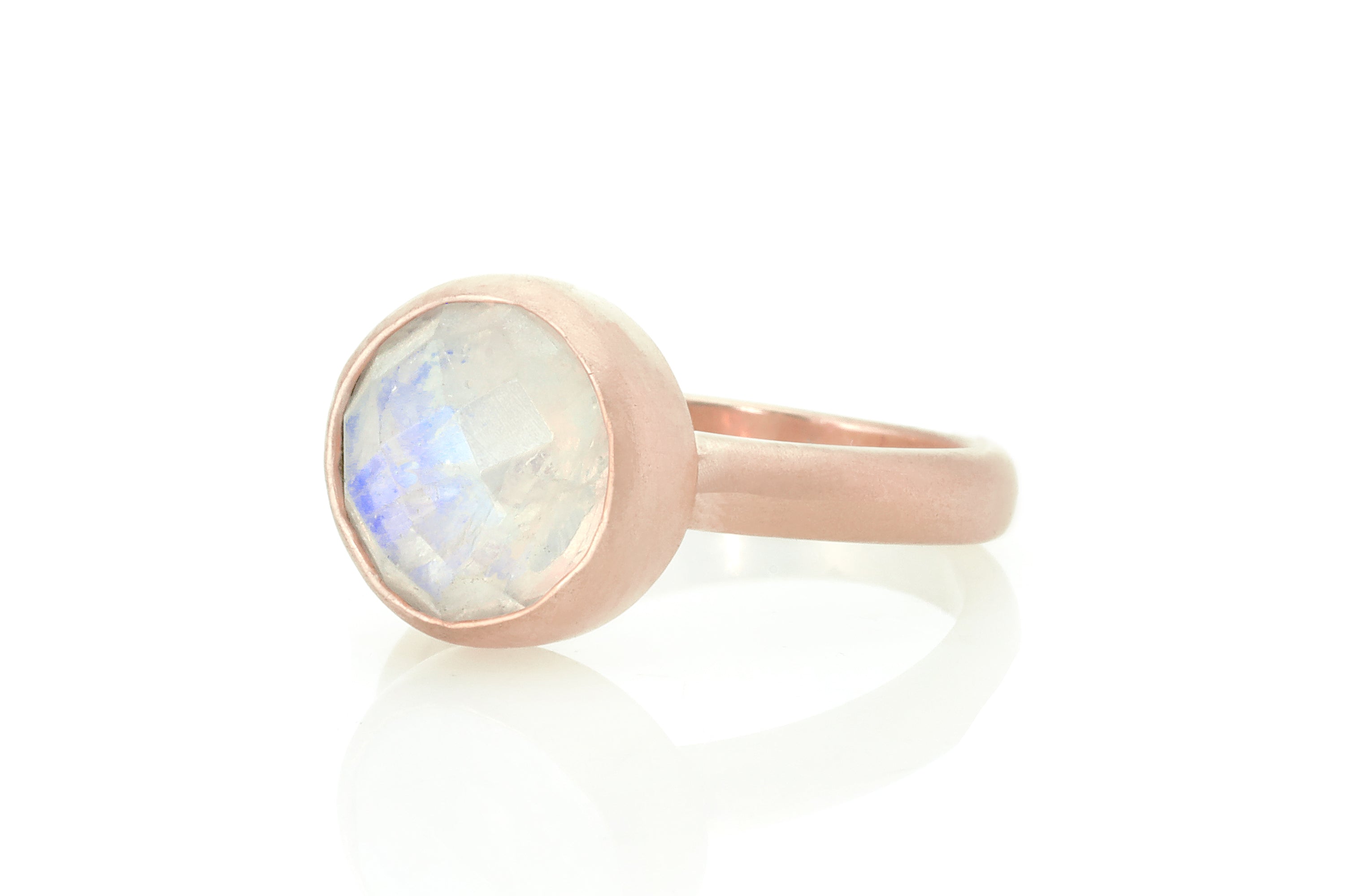 Circular 925 Sterling Silver Rainbow Moonstone Bezel Ring Rings Anemone Limited