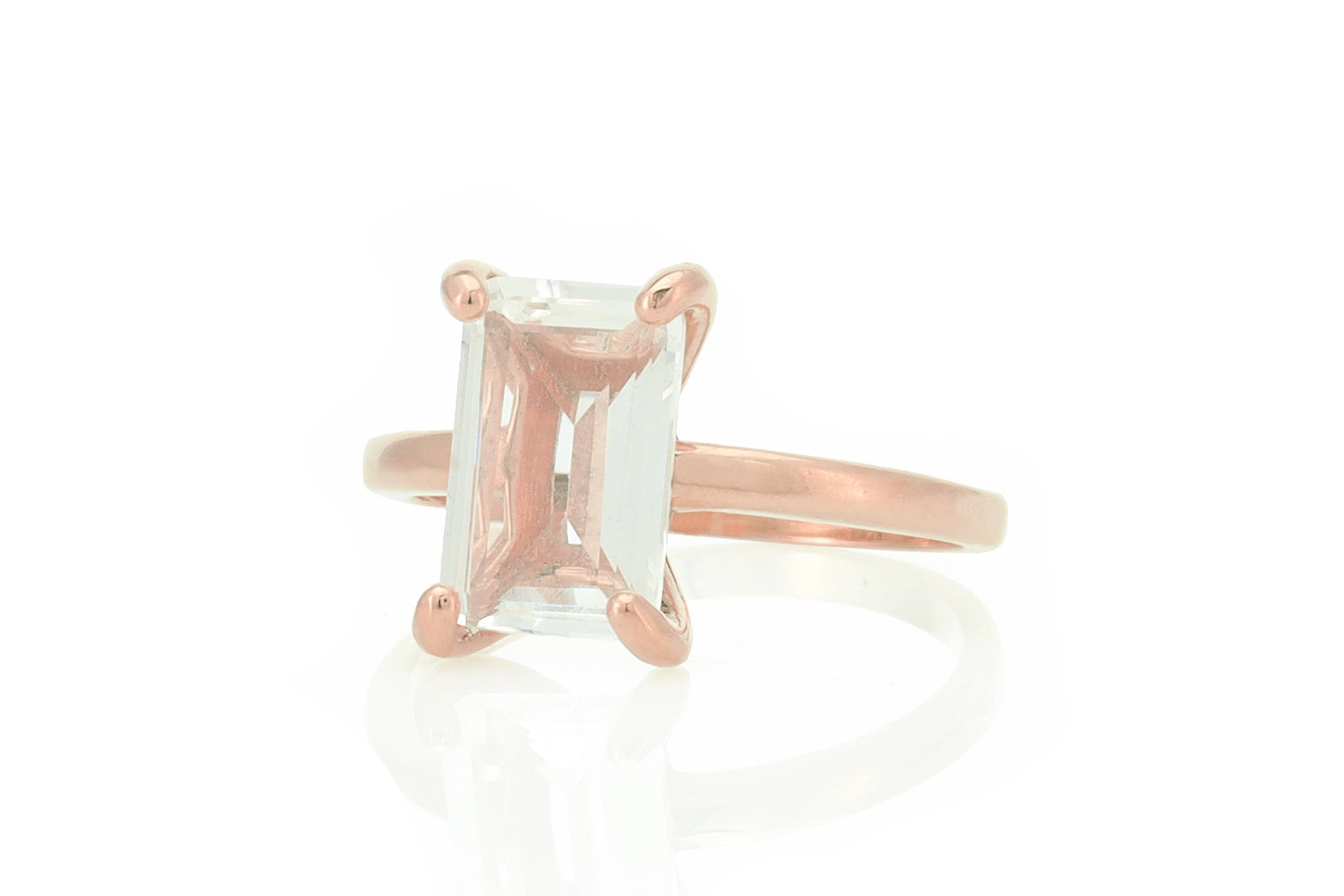 Clear Quartz Ring in 14k Rose Gold Rings Anemone Unique