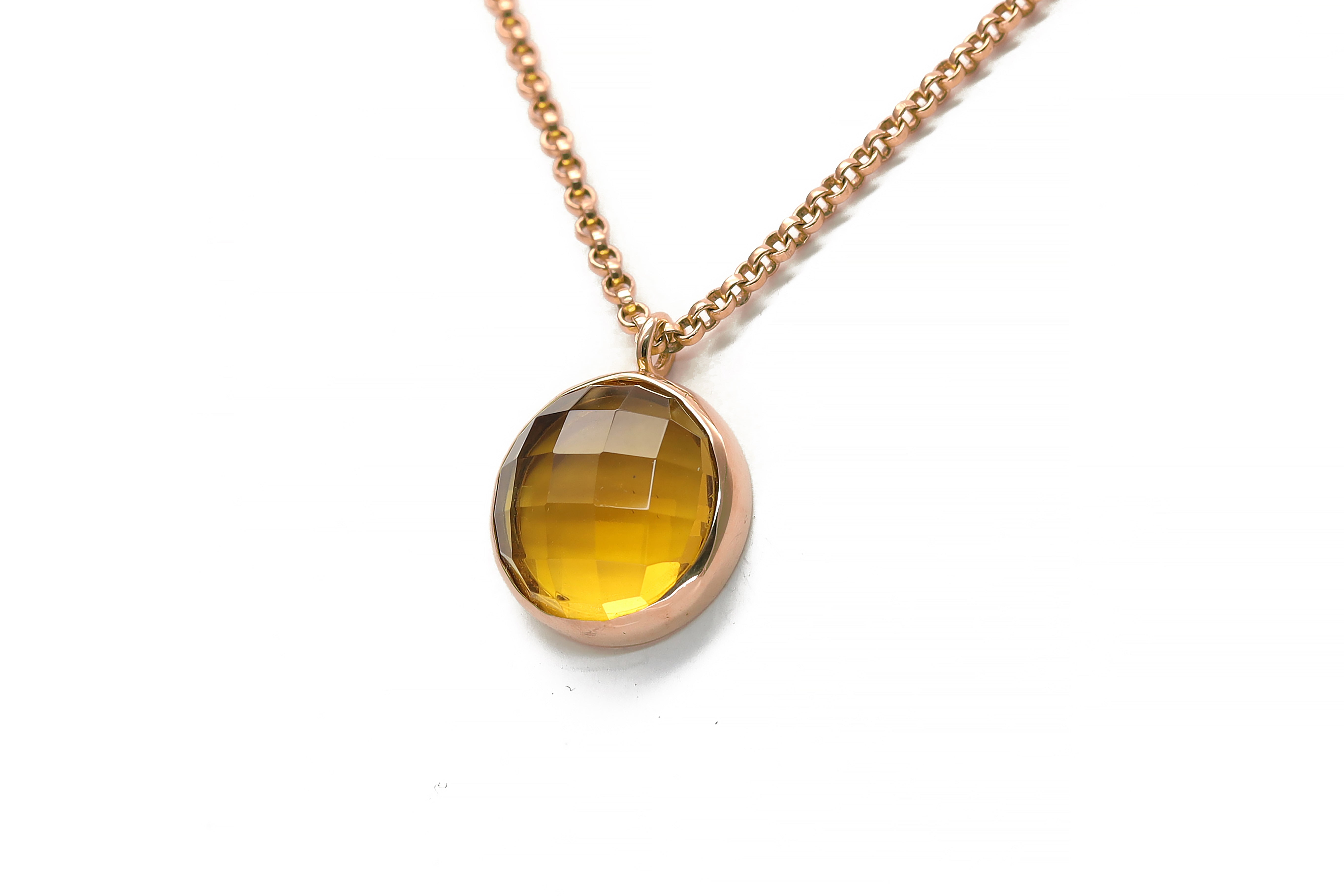 Lustrous Citrine Statement Silver Bezel Set Necklace necklaces Anemone Limited