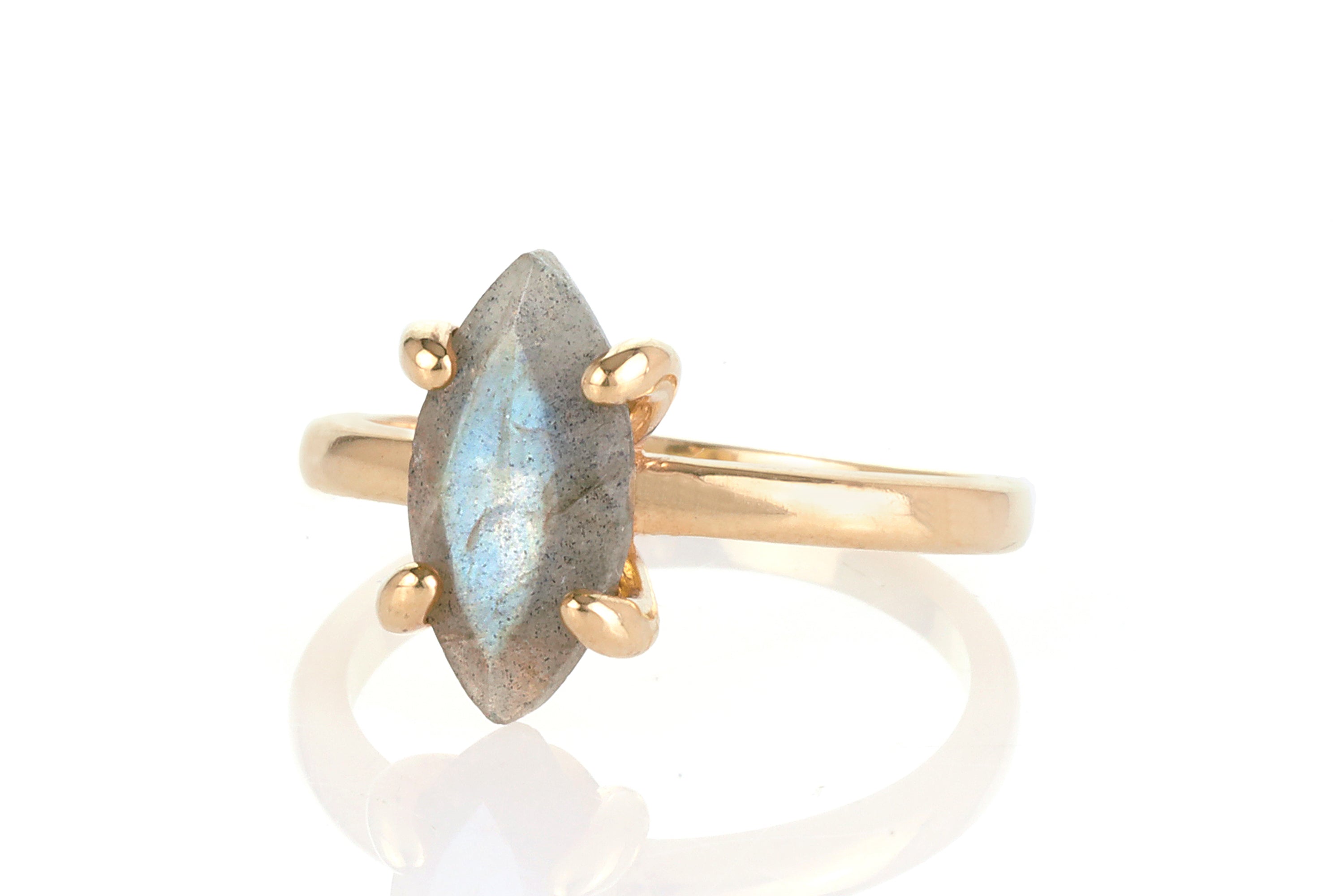 Solitaire Labradorite Ring in 925 Sterling Silver Rings Anemone Unique