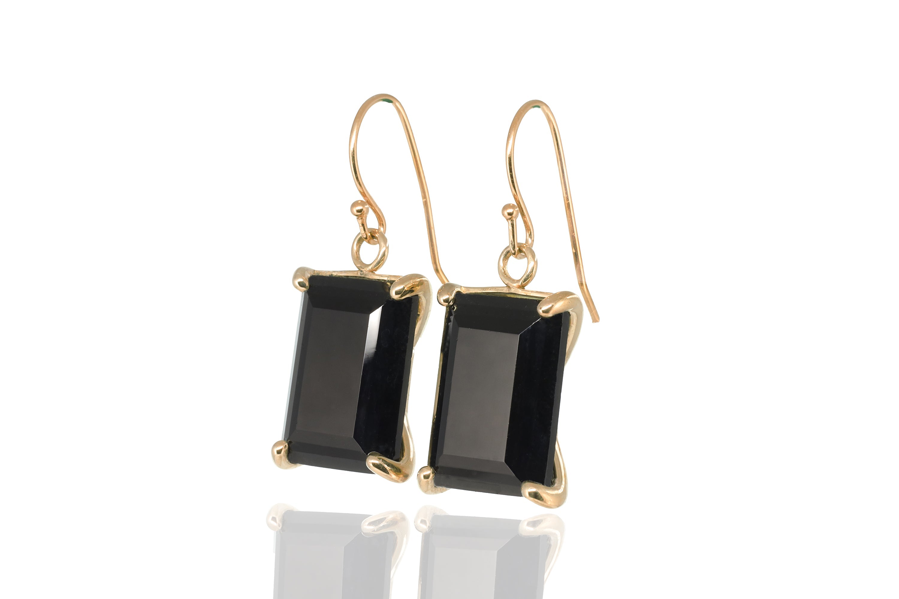 Rectangle Cut Black Onyx Sterling Silver Earrings Earrings Anemone Jewelry