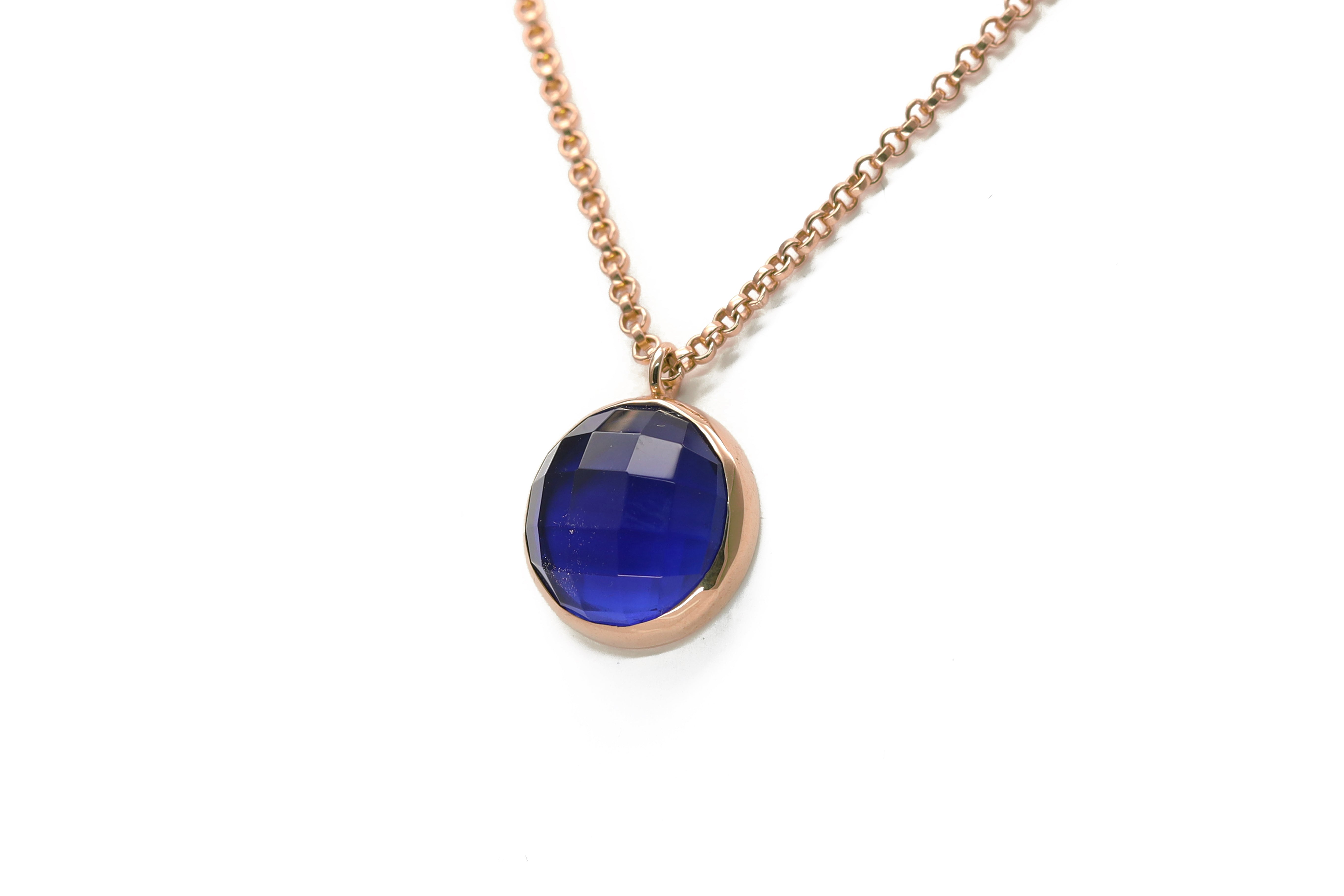 Round Sapphire Pendant Necklace in 925 Silver necklaces Anemone Limited