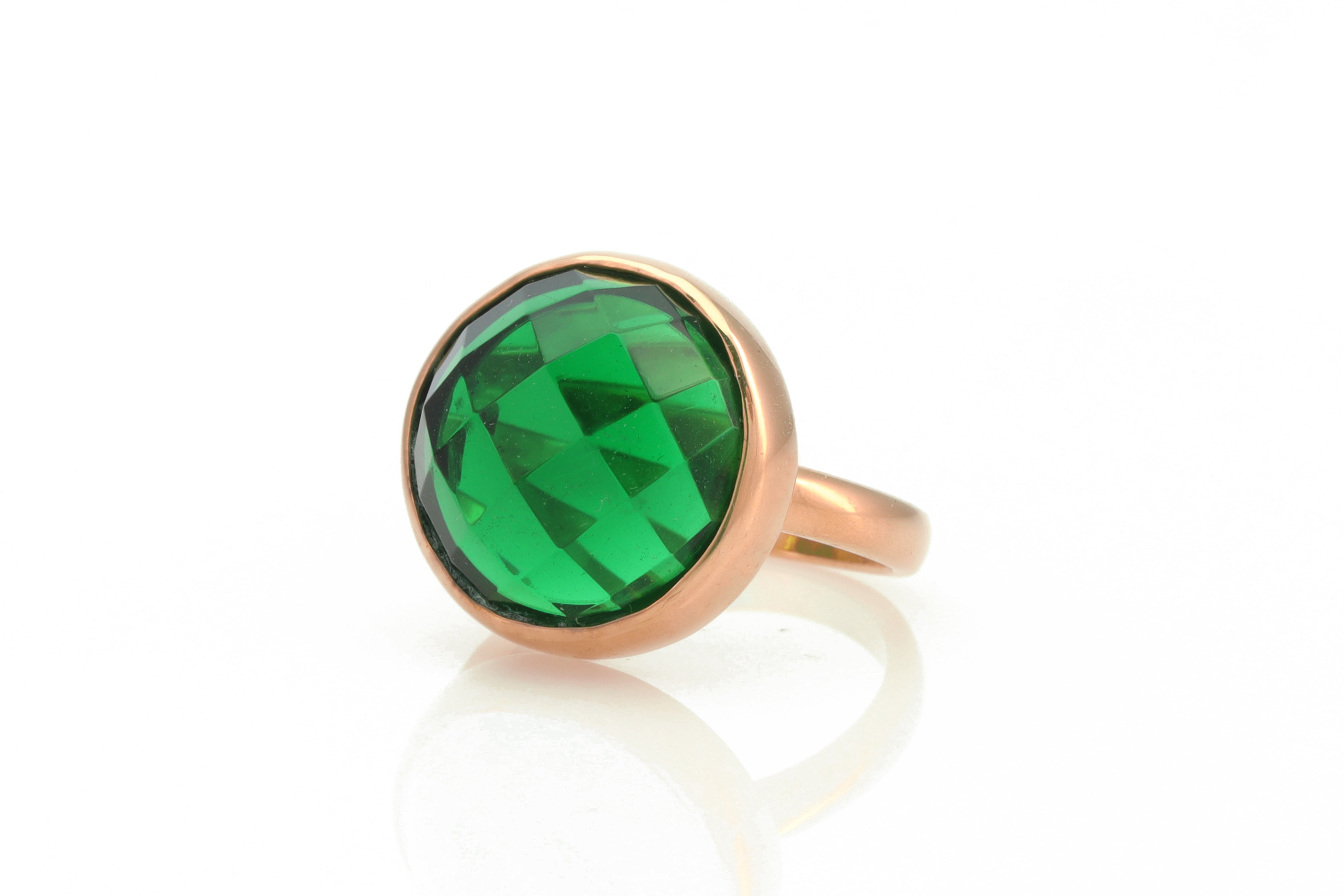 Statement Emerald Gemstone 925 Silver Bezel Set Ring Rings Anemone Limited