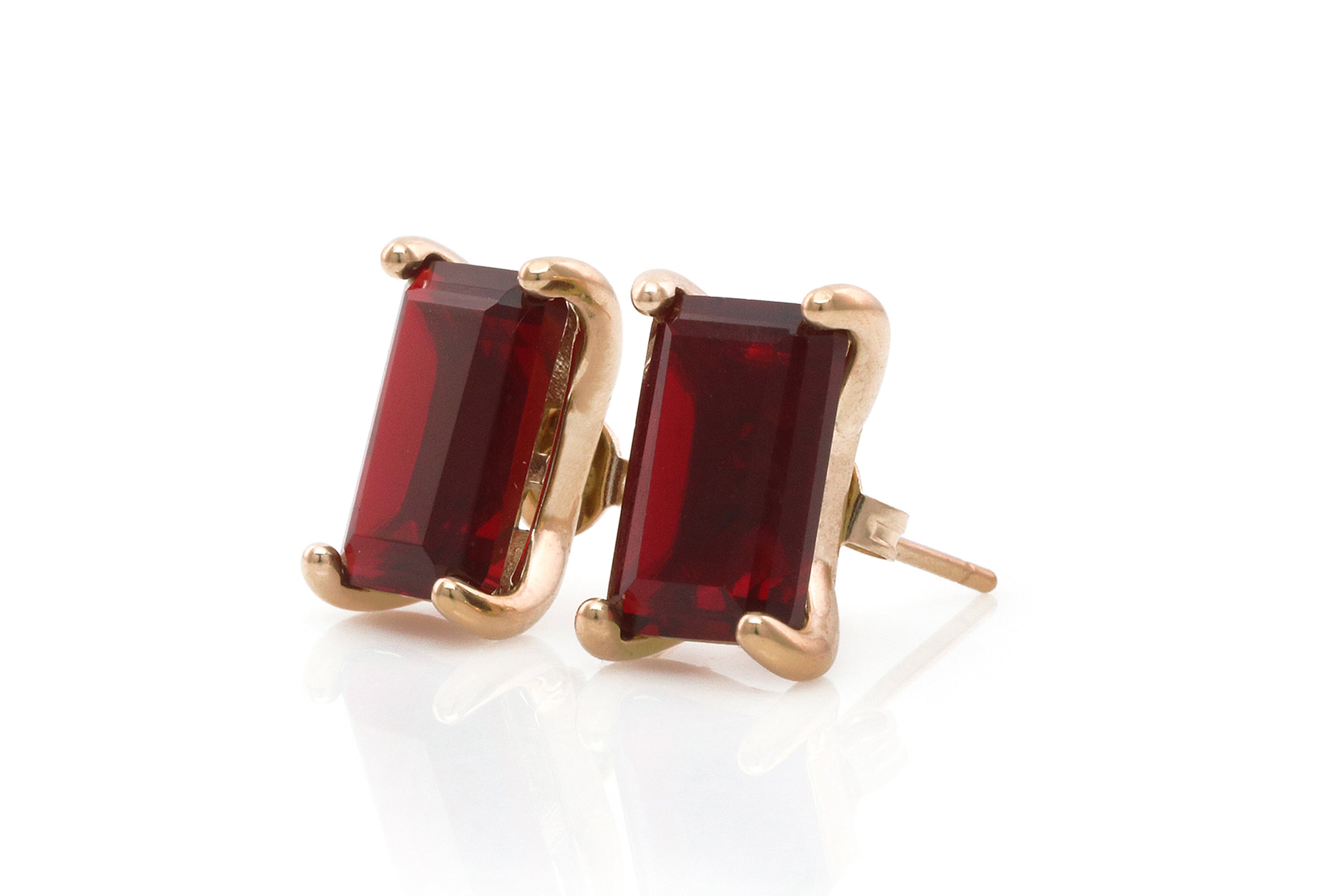 Sterling Silver Garnet Stud Earrings Earrings Anemone Unique