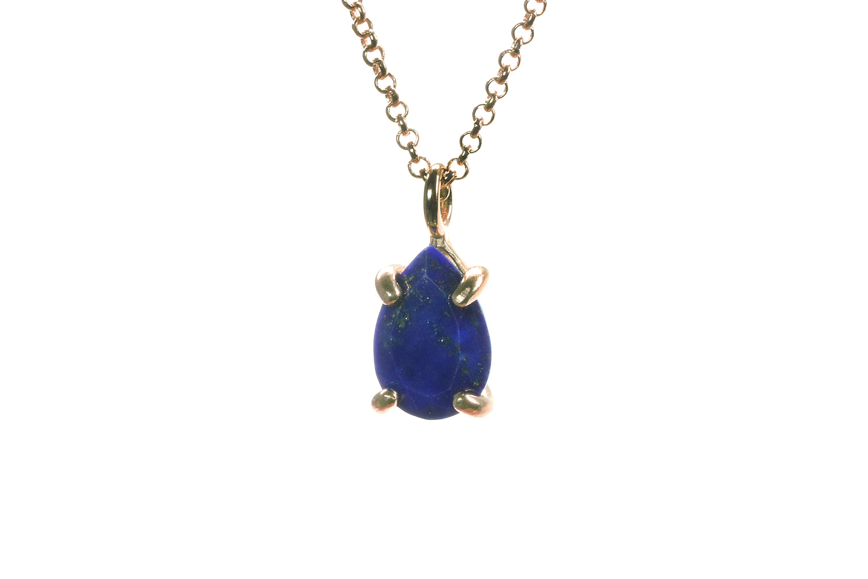 Pear Lapis Lazuli Sterling Silver Necklace necklaces Anemone Unique