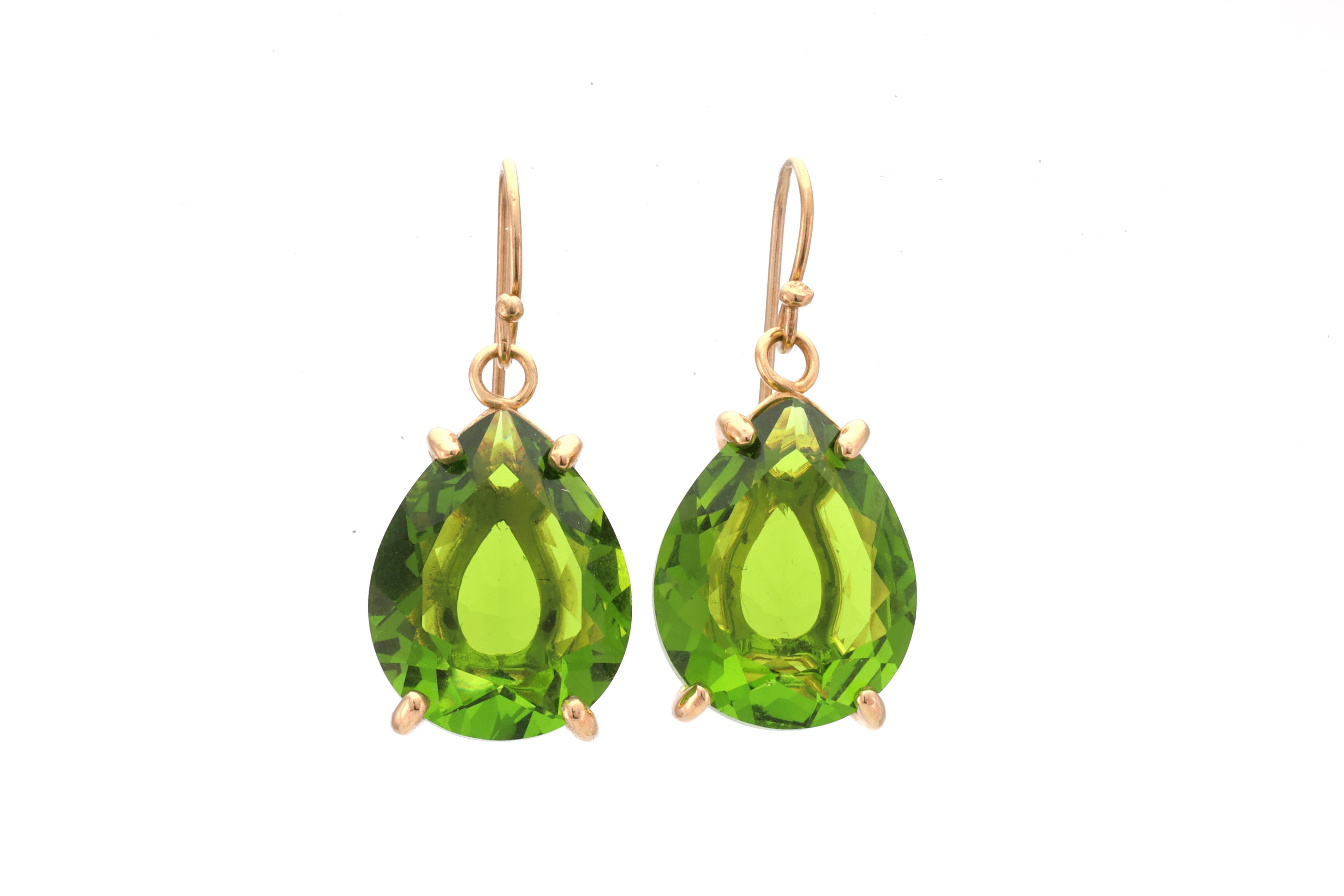 925 Sterling Silver Pear Shape Peridot Earrings Earrings Anemone Jewelry