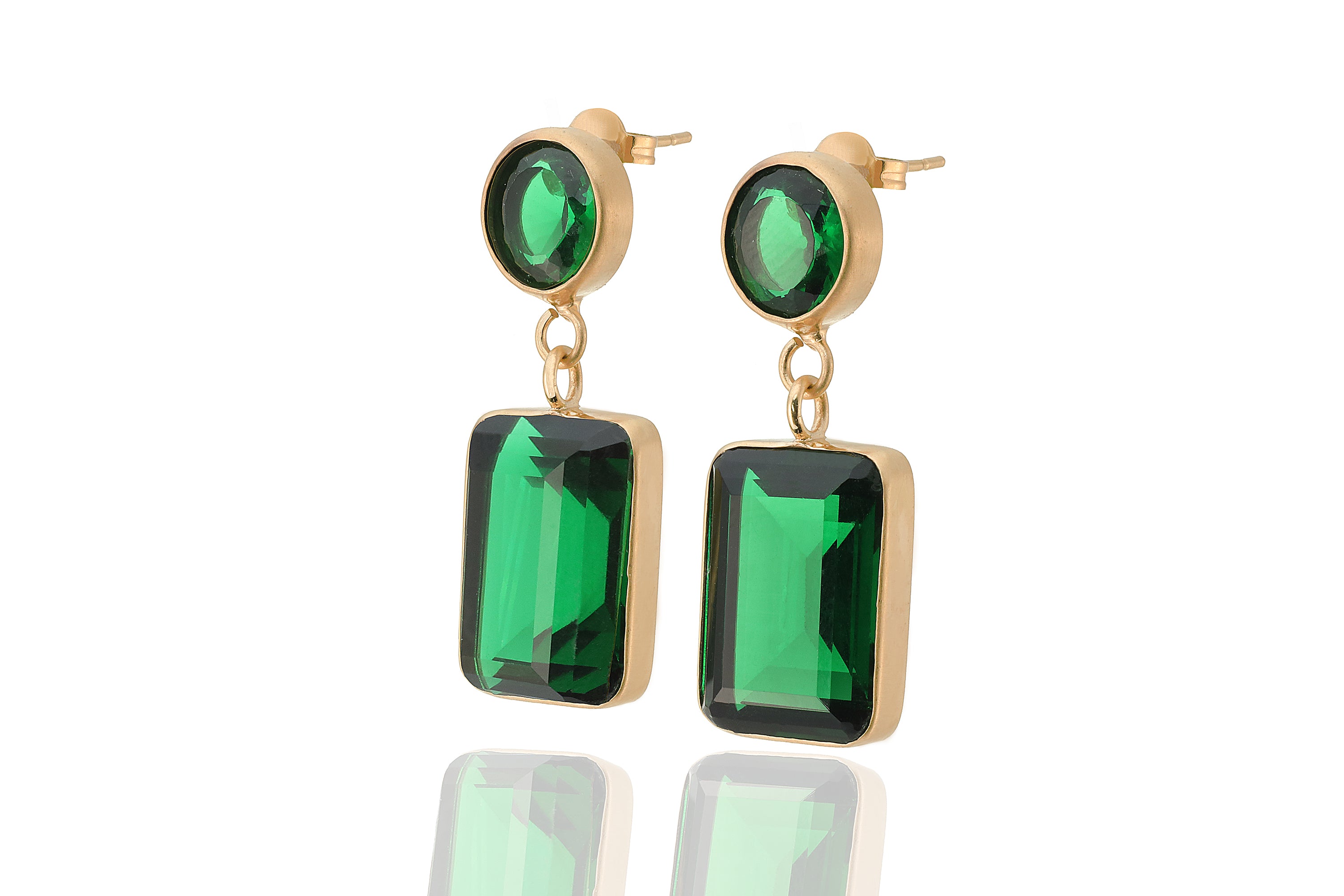 Sterling Silver Multi-Stone Emerald Dangle Earrings Earrings Anemone Limited