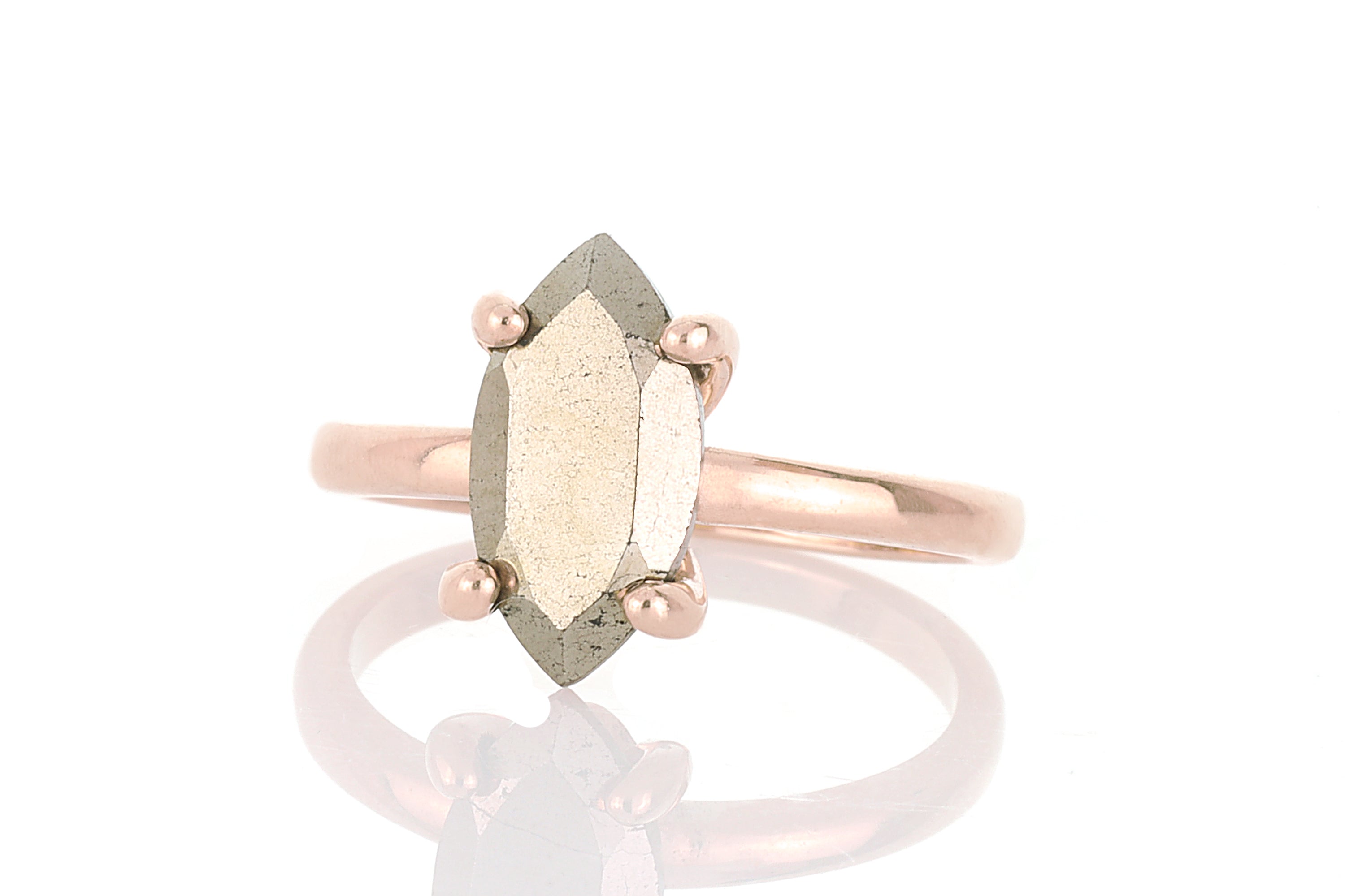 Delicate Iron Pyrite Ring in 14k Gold Rings Anemone Unique