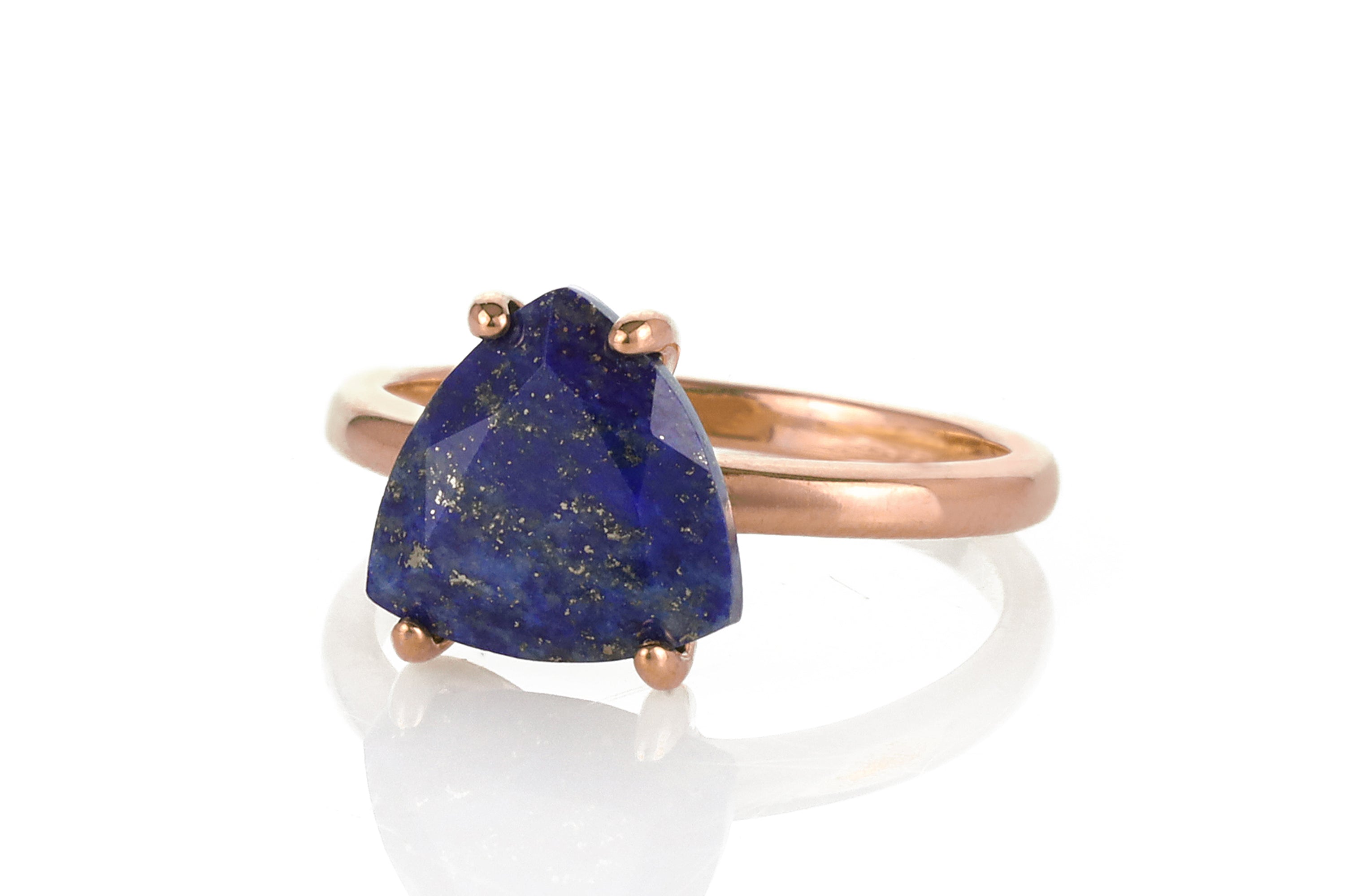 Trillion Cut 18K Gold Lapis Lazuli Ring Rings Anemone Unique