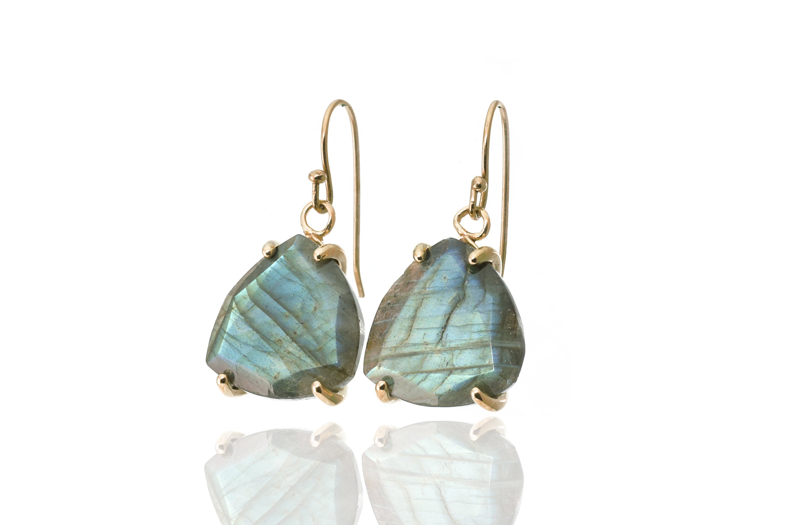 Labradorite Silver Trillion Cut Earrings Earrings Anemone Jewelry