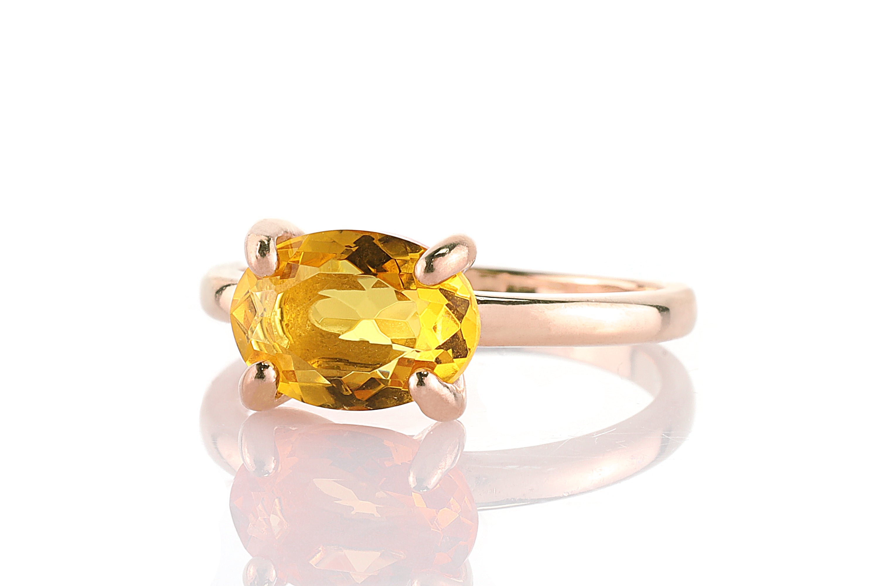 Citrine Ring in 14K Gold Band Rings Anemone Unique