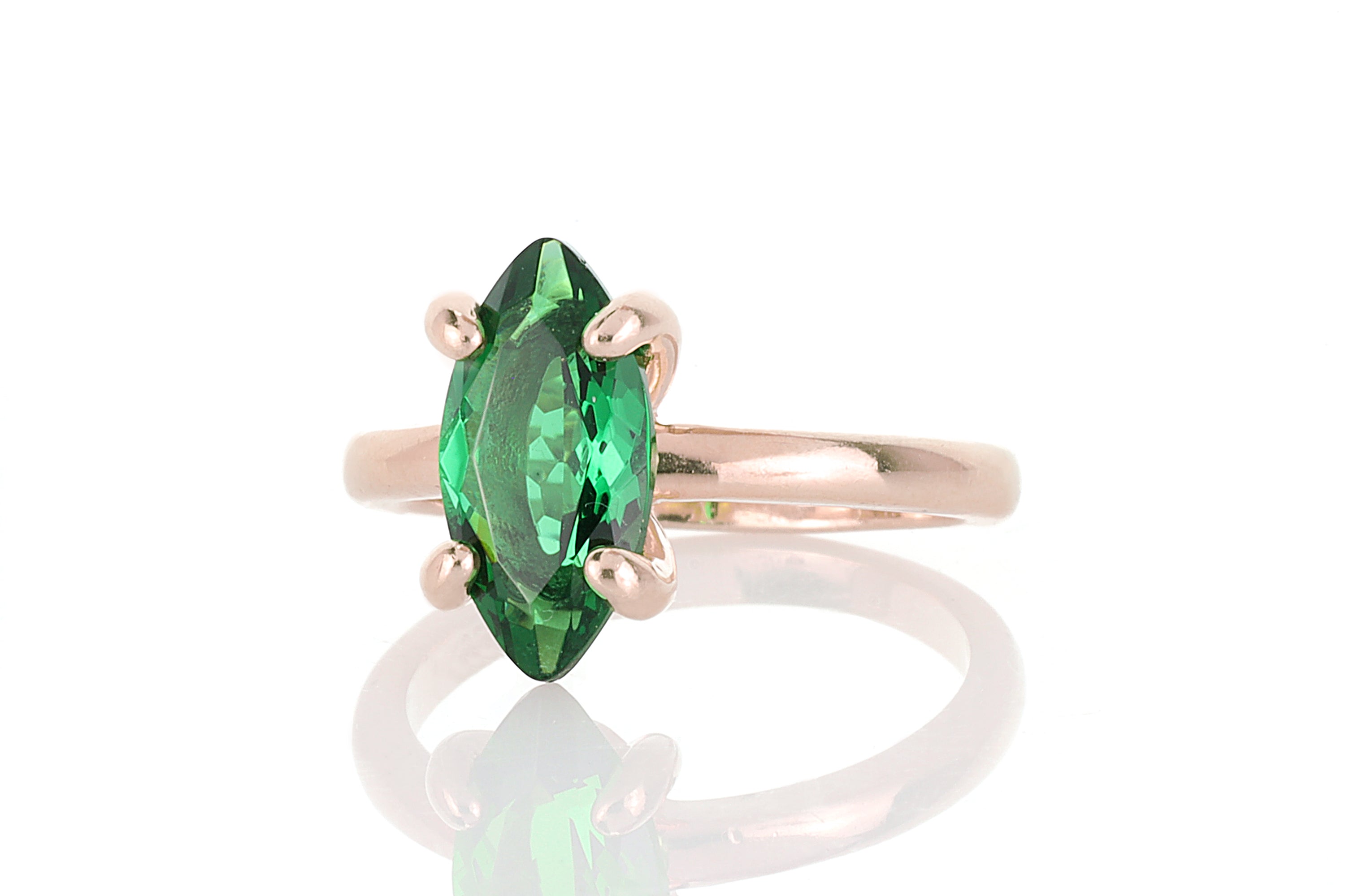 Timeless Emerald Birthstone Ring in Rose Gold Rings Anemone Unique
