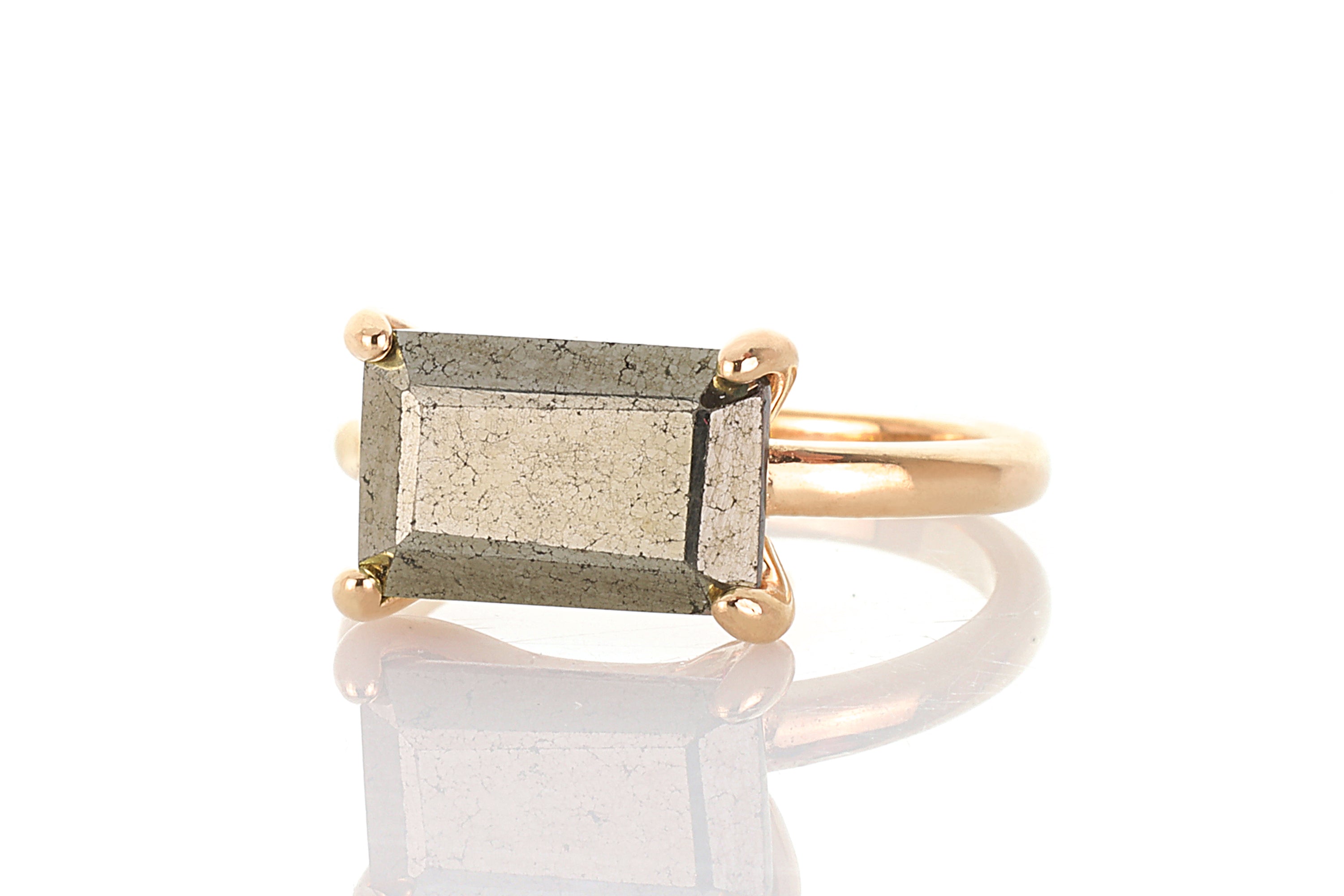Shiny Pyrite Stone Ring in Gold Rings Anemone Unique