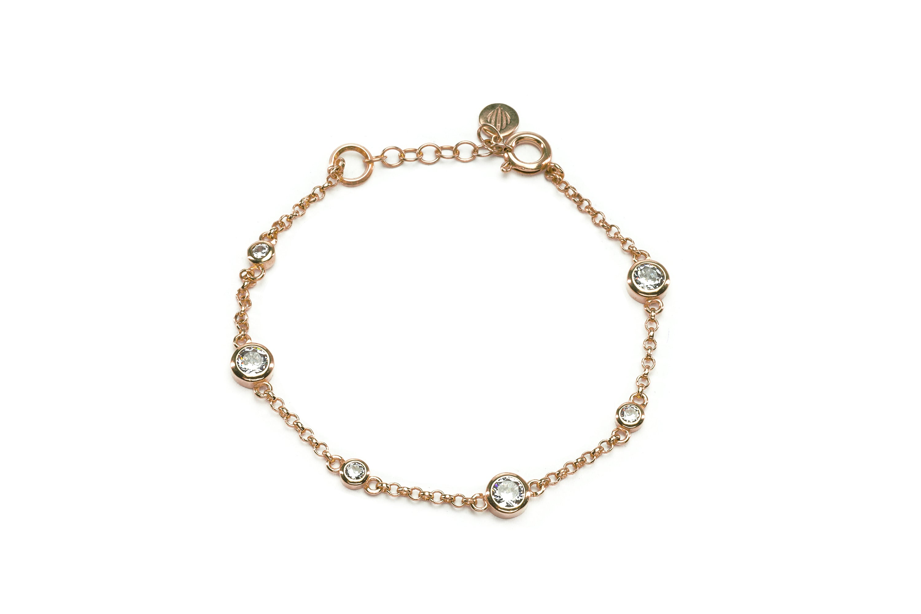 Minimalist Gold Chain Bracelet with Cubic Zirconia Charms Bracelets Anemone Unique