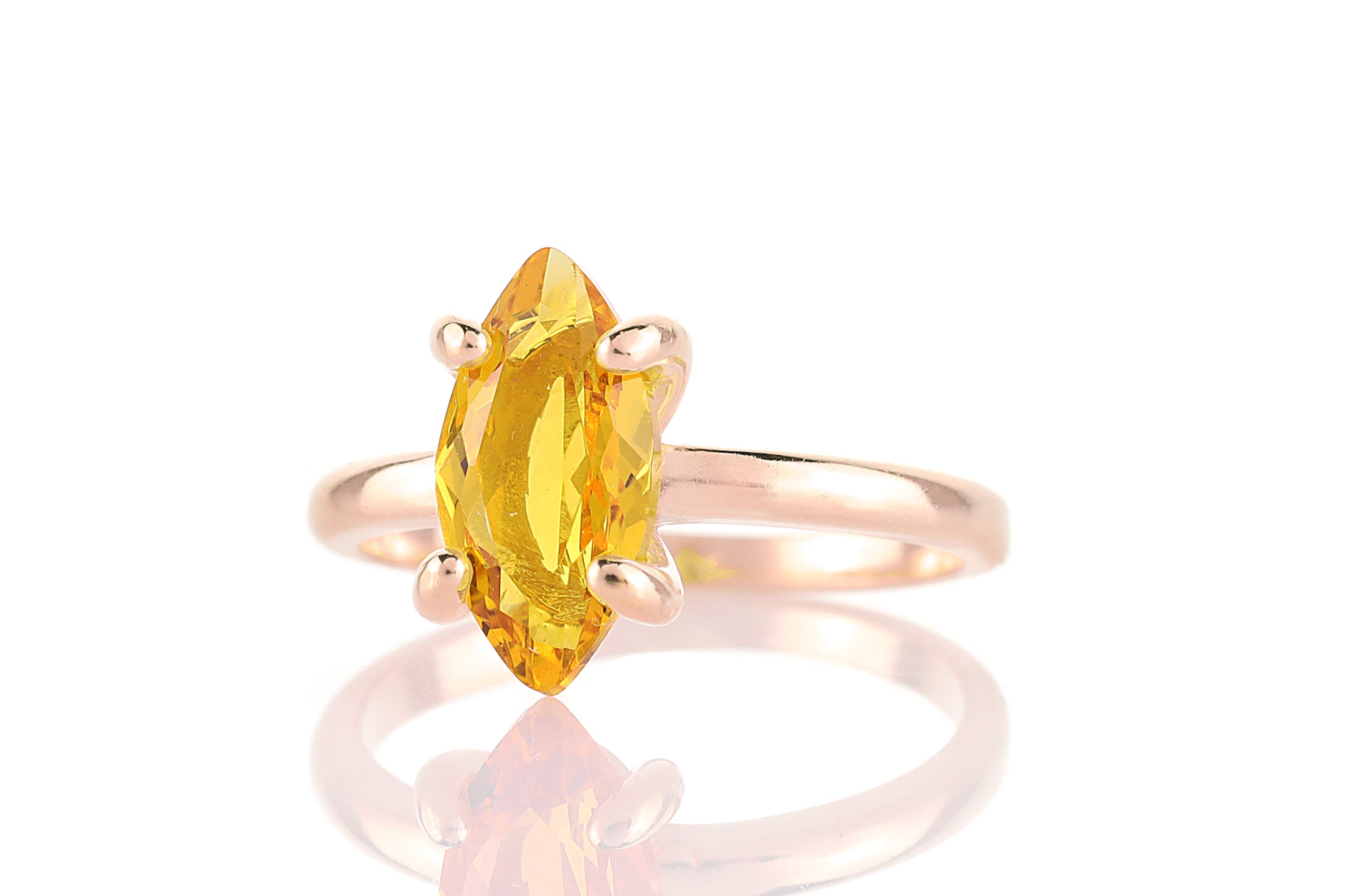 Marquise Citrine Ring in 14k Rose Gold Rings Anemone Unique