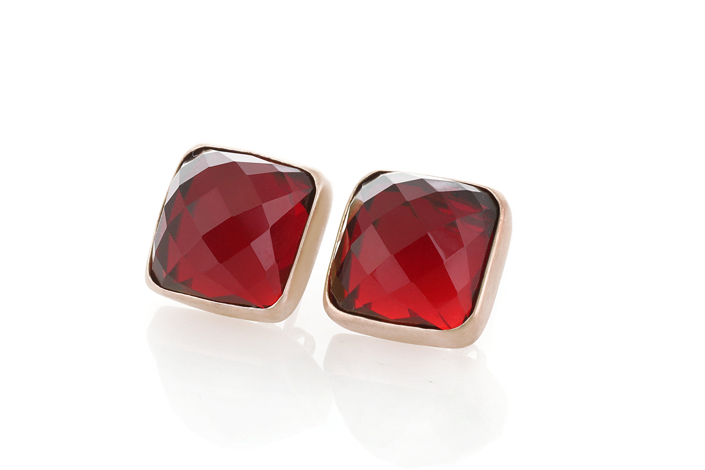 Square Garnet Earrings in 18k Gold Earrings Anemone Limited