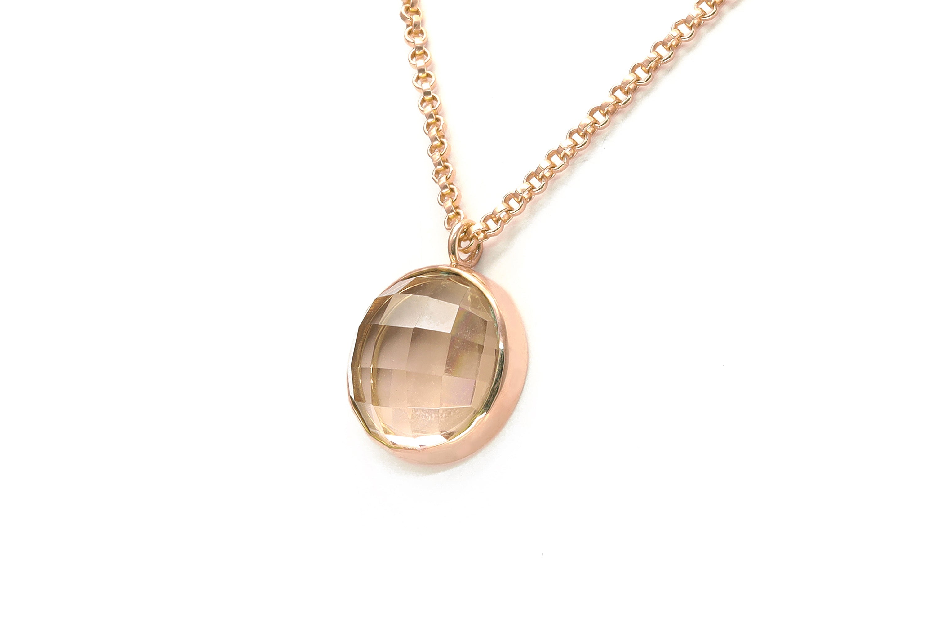 Rose Gold Morganite Pendant Bezel Necklace necklaces Anemone Limited