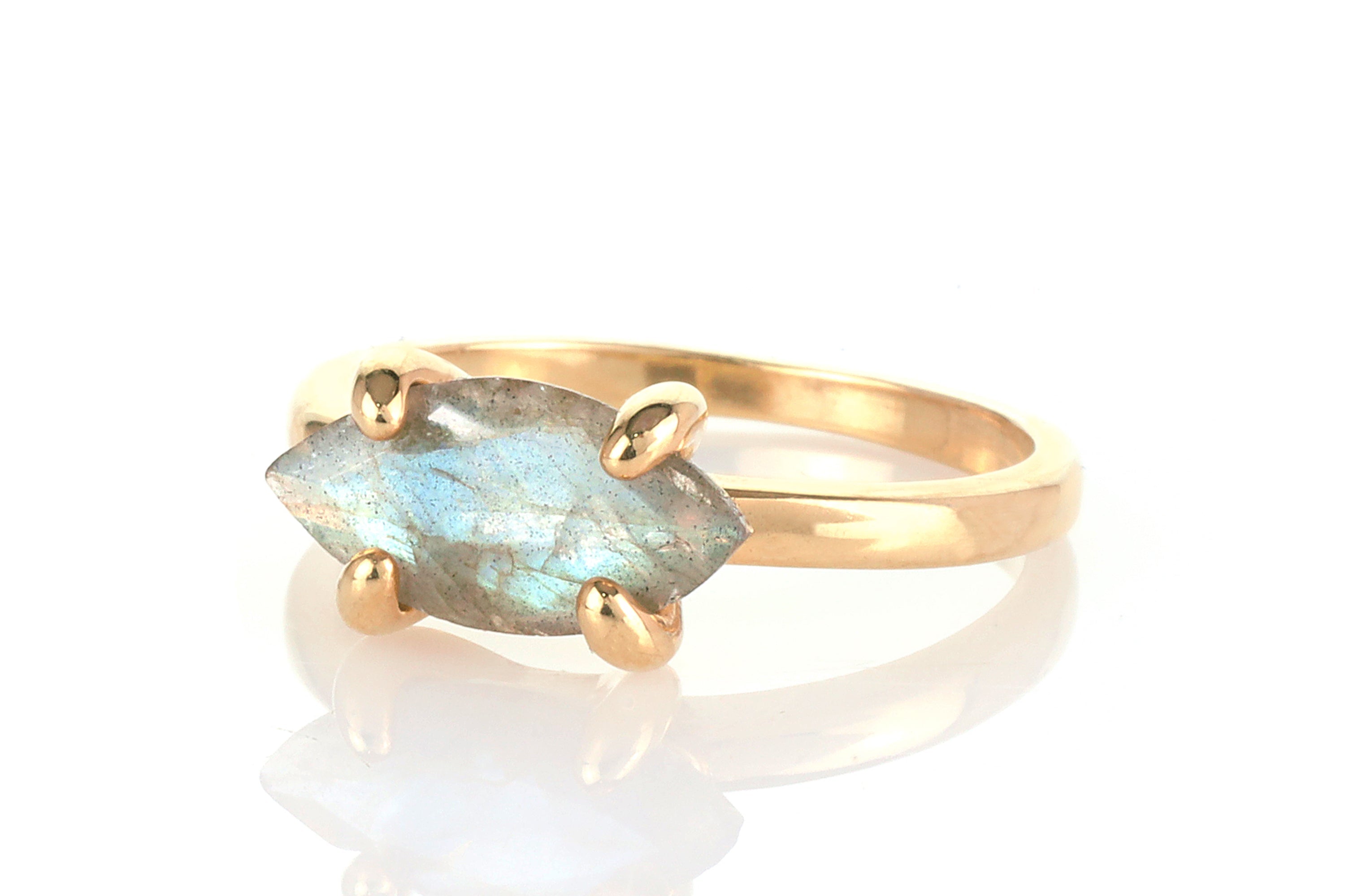 Delicate Labradorite Rose Gold Jewelry Ring Rings Anemone Unique