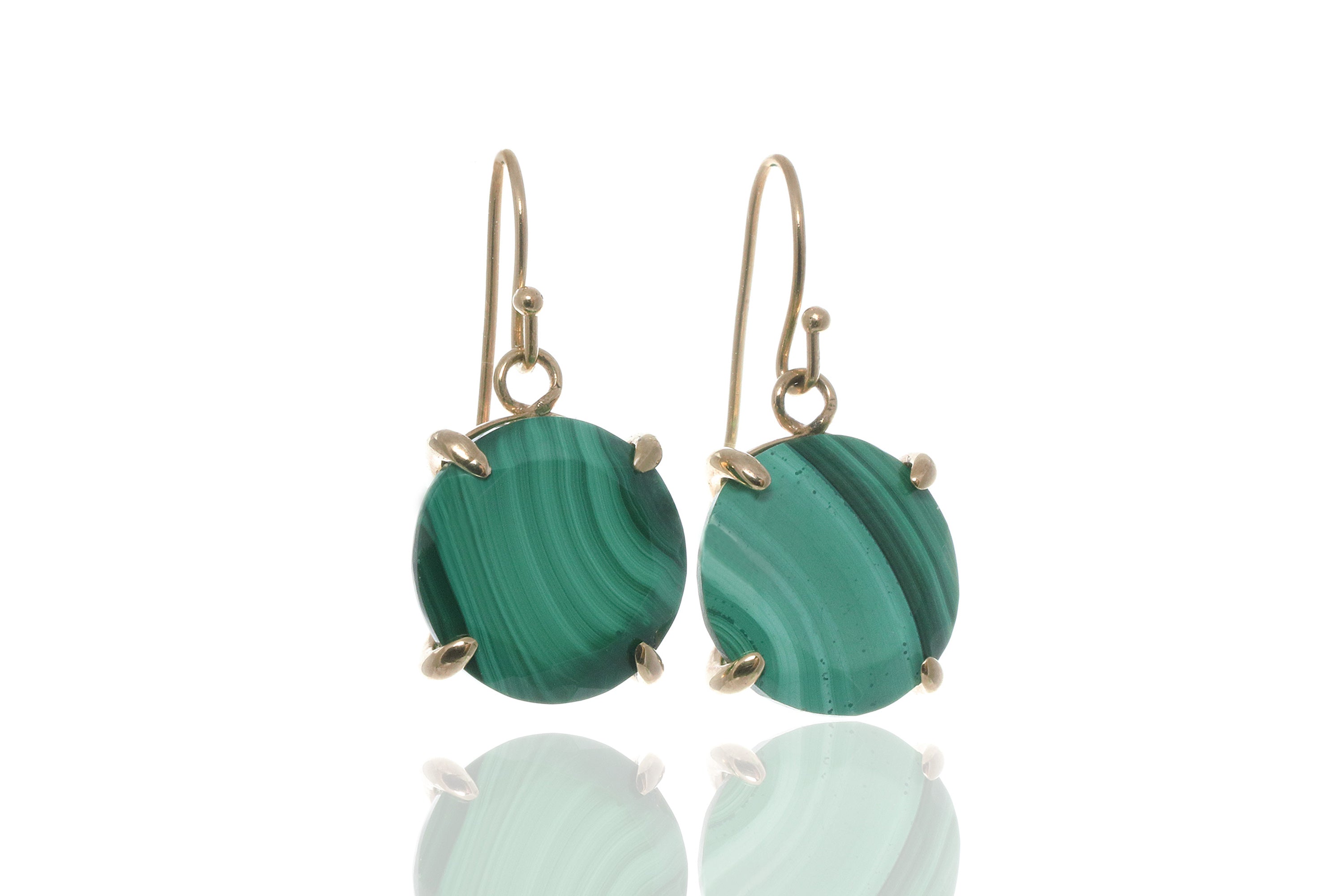 Alluring Unique Malachite Gold Earrings Earrings Anemone Jewelry