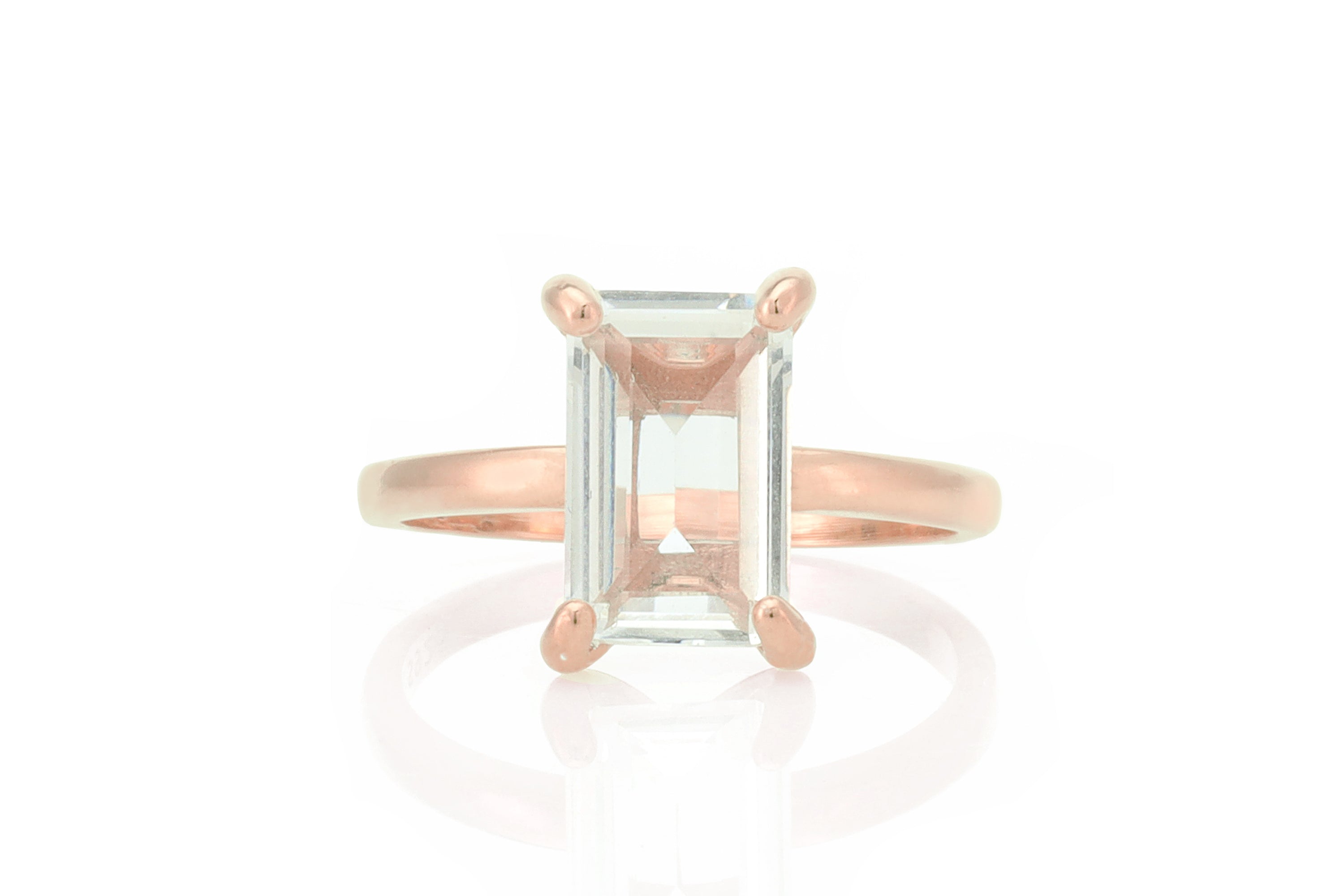 Clear Quartz Ring in 14k Rose Gold Rings Anemone Unique