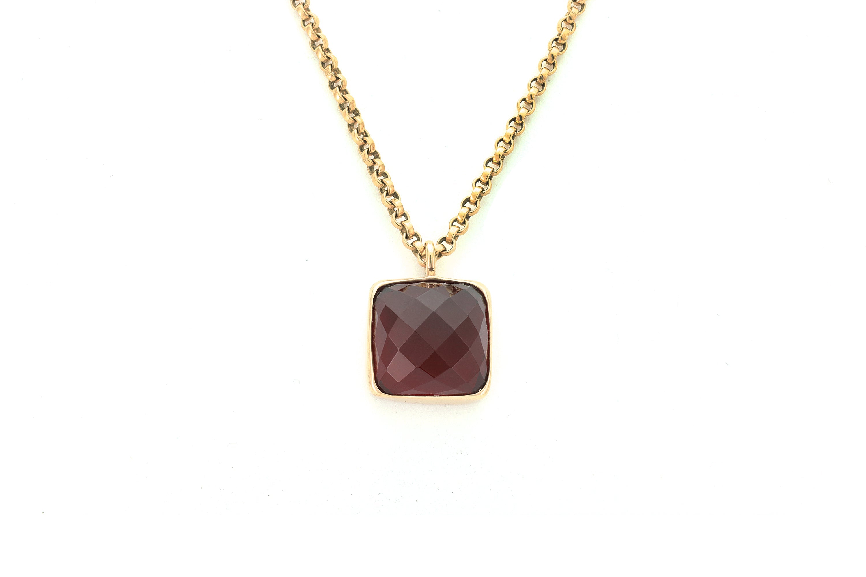 Bezel Set Garnet Pendant Necklace in Gold Filled necklaces Anemone Limited