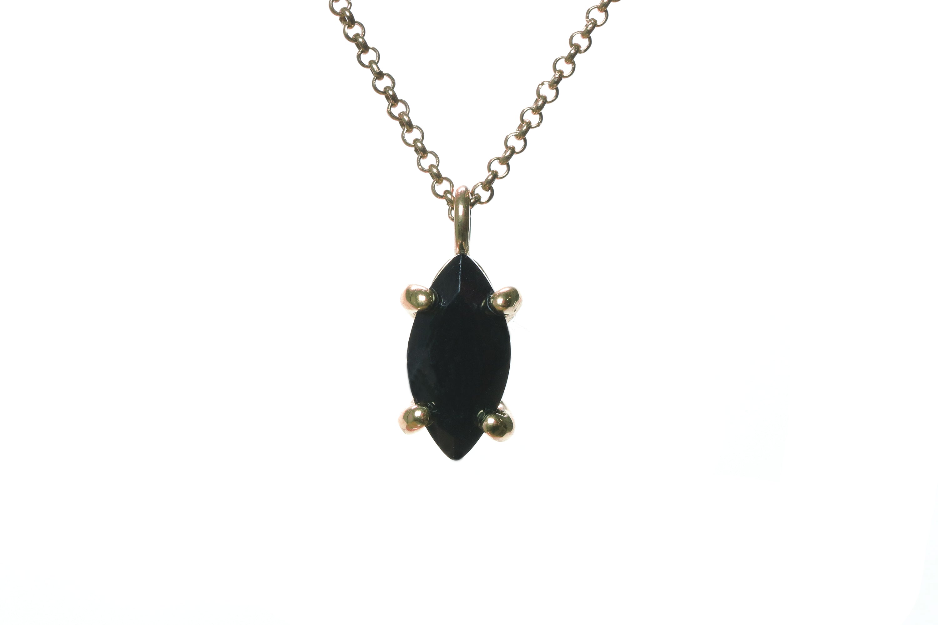 Sophisticated Black Onyx Pendant Gold Necklace necklaces Anemone Unique