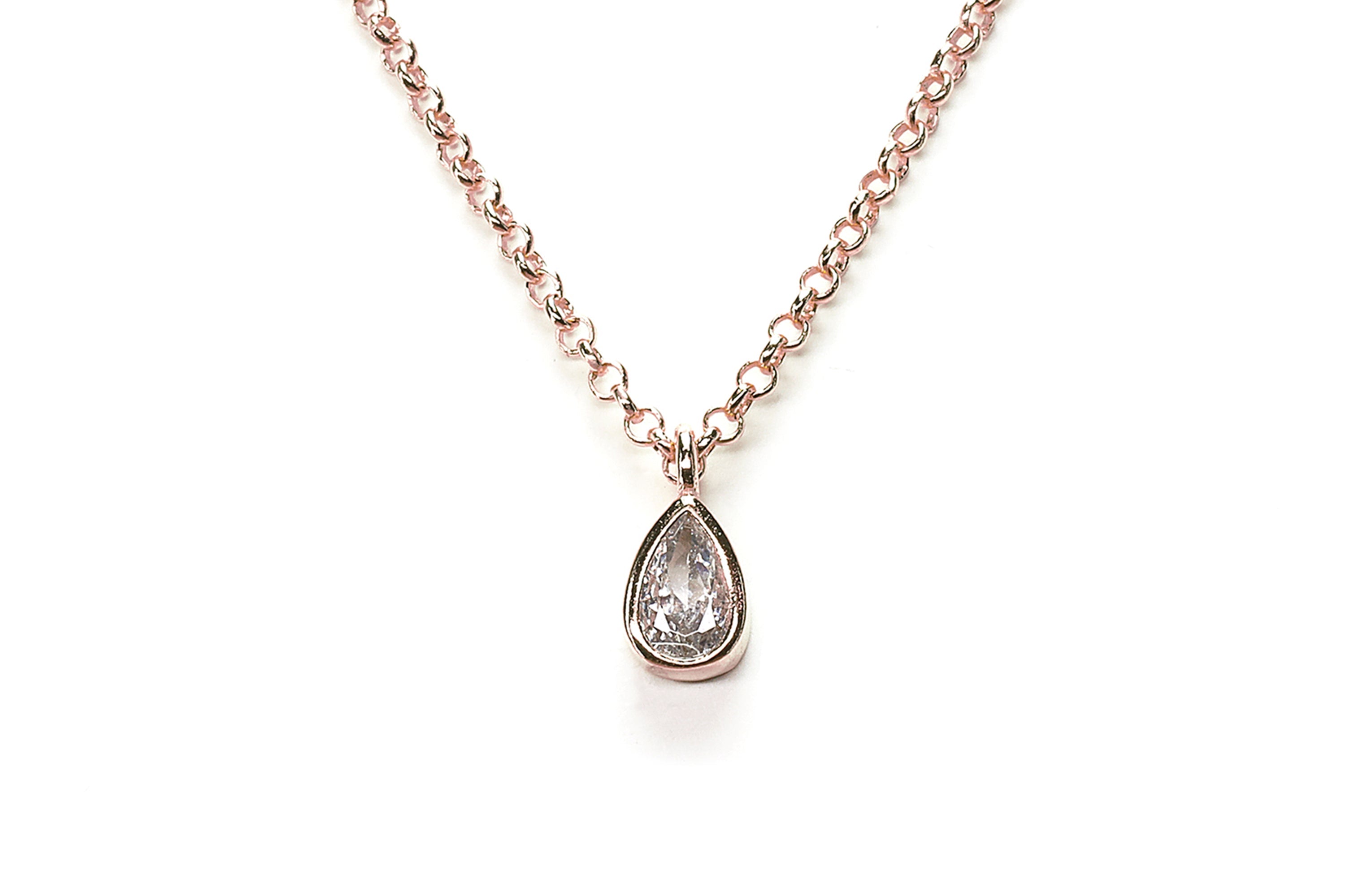 CZ Pear Charm Pendant in 14k Gold Necklace necklaces Anemone Unique
