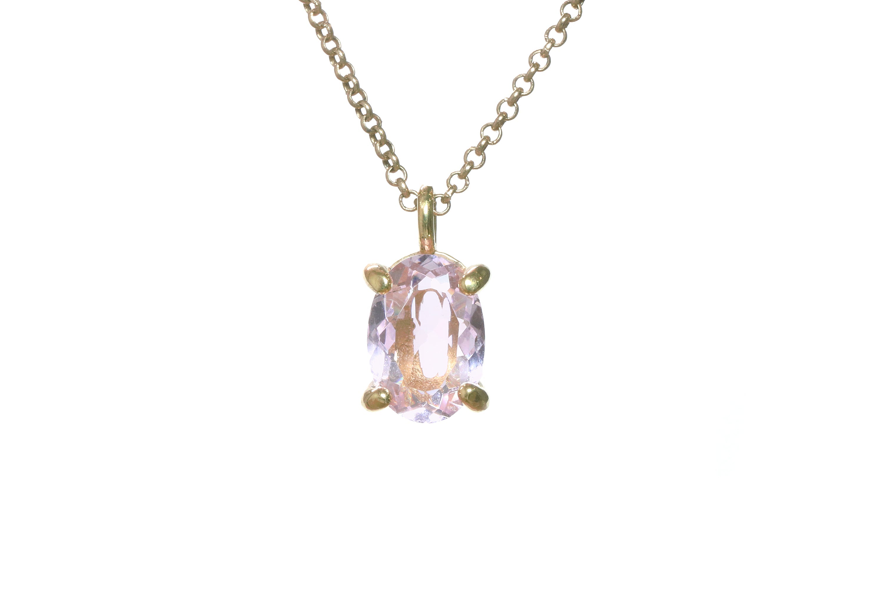 Pretty Rose Quartz Gold Crystal Necklace necklaces Anemone Unique