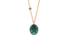 Long Gold Oval Emerald Gemstone Necklace with Cubic Zirconia necklaces Anemone Jewelry