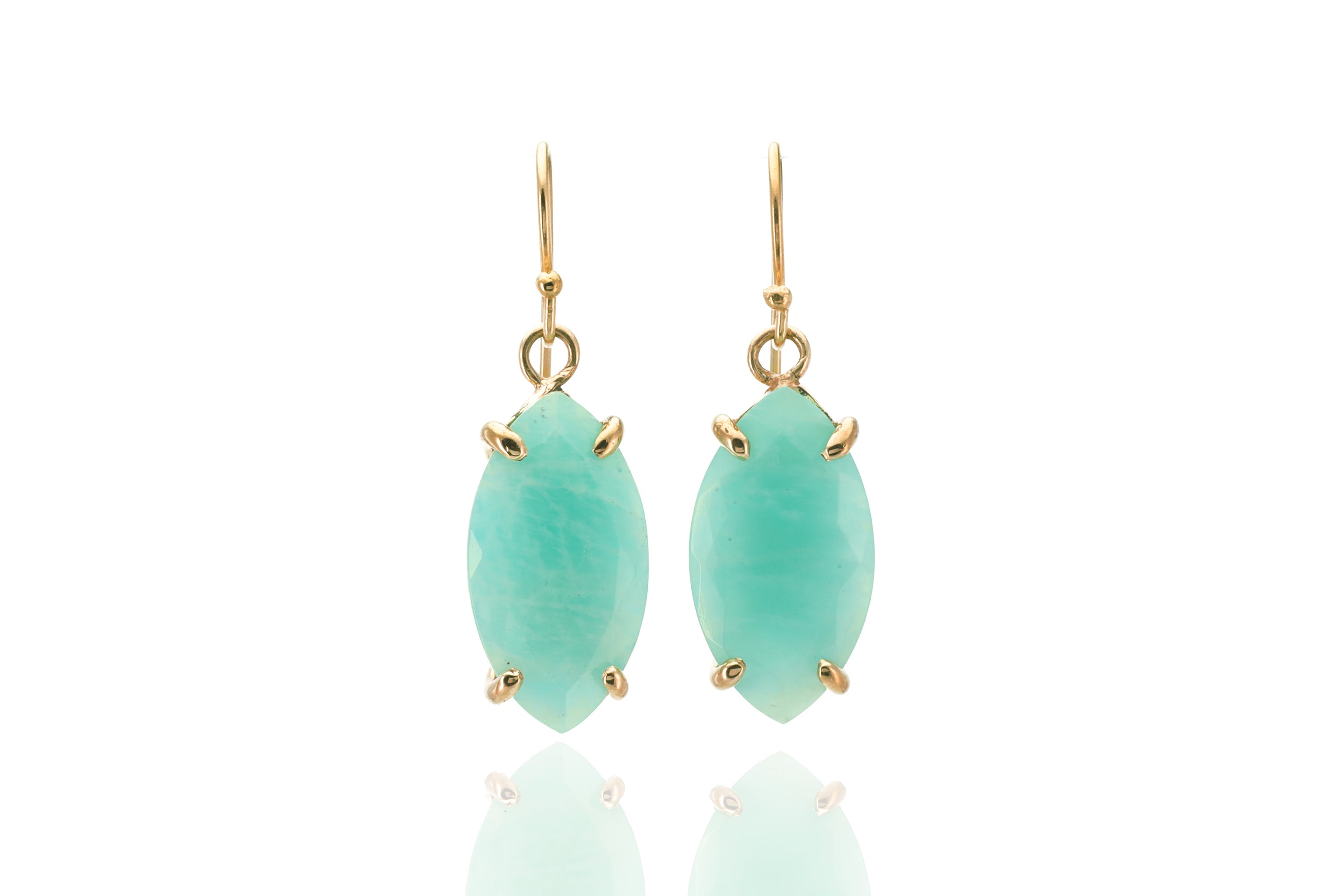 Marquise Cut Amazonite Dangle Gold Earrings Earrings Anemone Jewelry