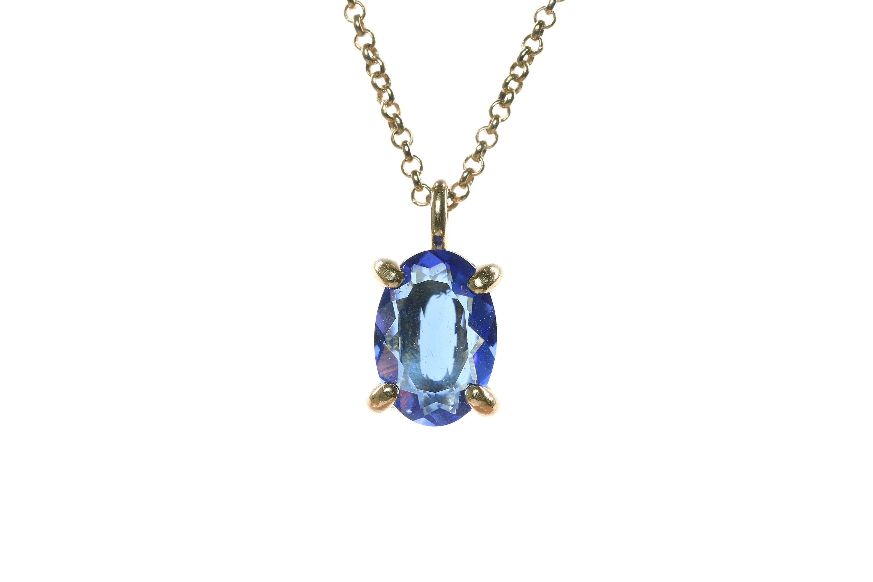 Amazing Gold Sapphire Pendant Necklace necklaces Anemone Unique