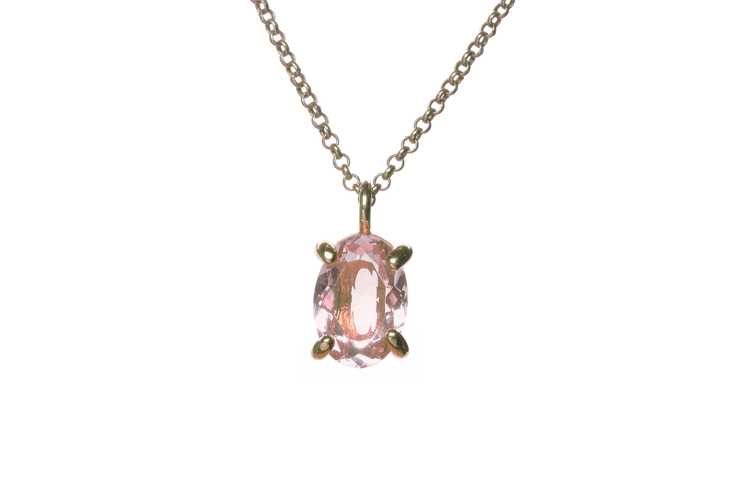 14k Gold Morganite Oval Cut Pendant Necklace necklaces Anemone Unique