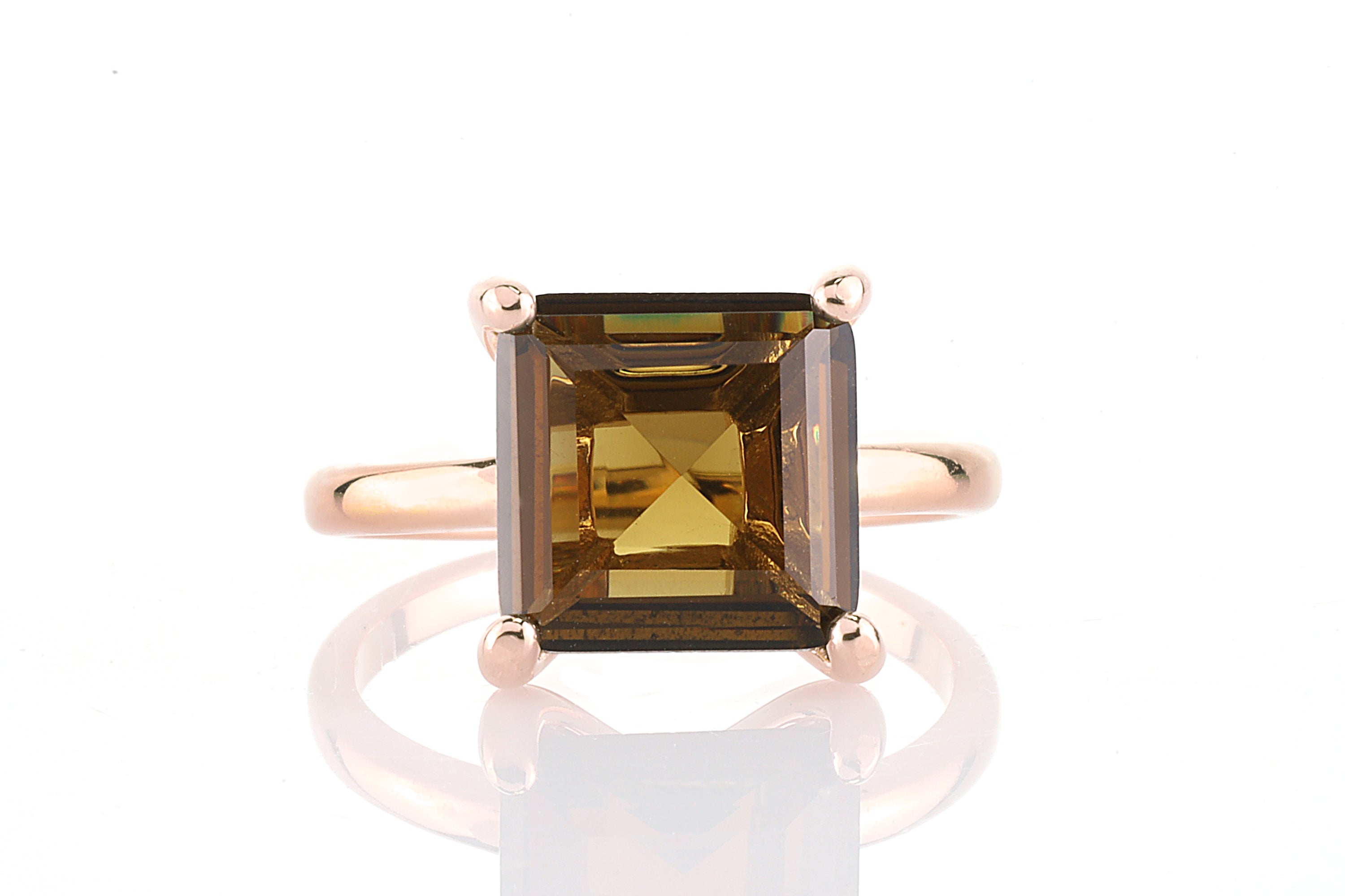 Square Cut Smoky Quartz Ring in Rose Gold Rings Anemone Unique