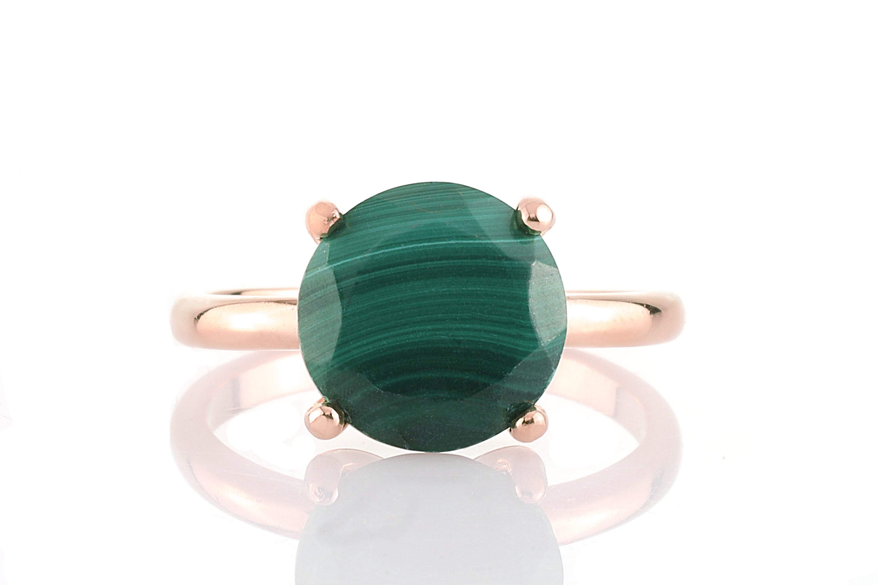 Stunning Round Malachite Gold Filled Ring Rings Anemone Unique