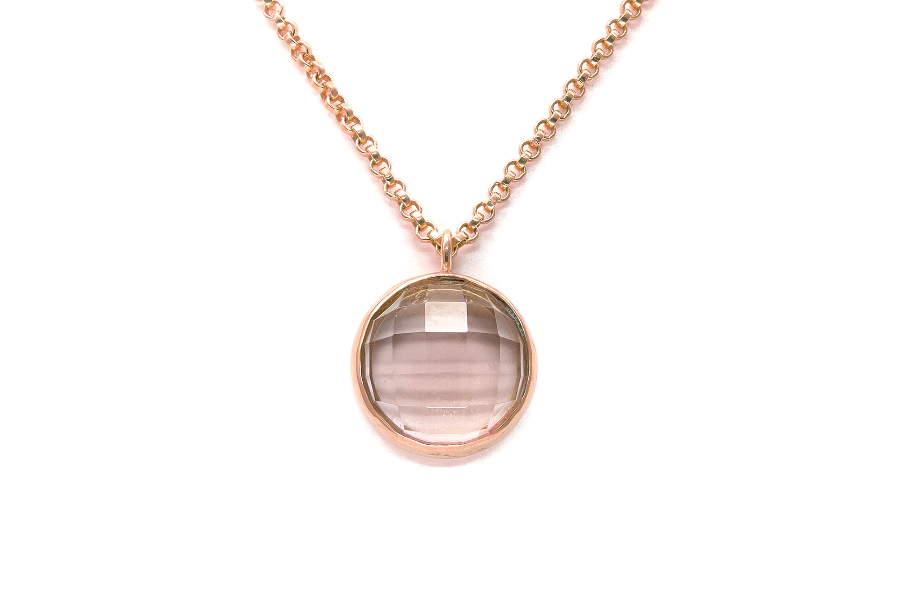 Self-Love Rose Quartz Gold Bezel Set Long Pendant Necklace necklaces Anemone Limited