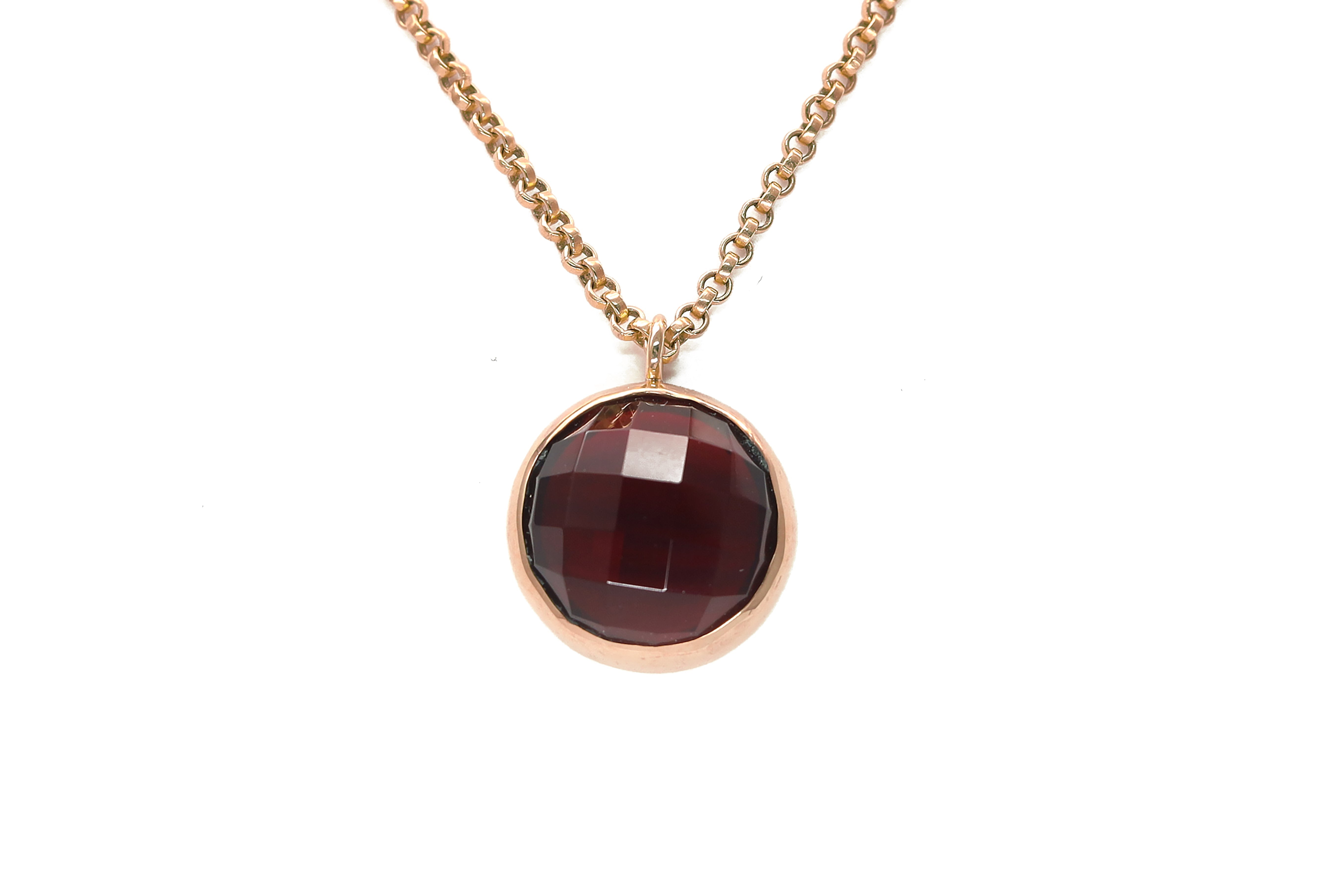 14k Gold Garnet Bezel Set Pendant Necklace necklaces Anemone Limited