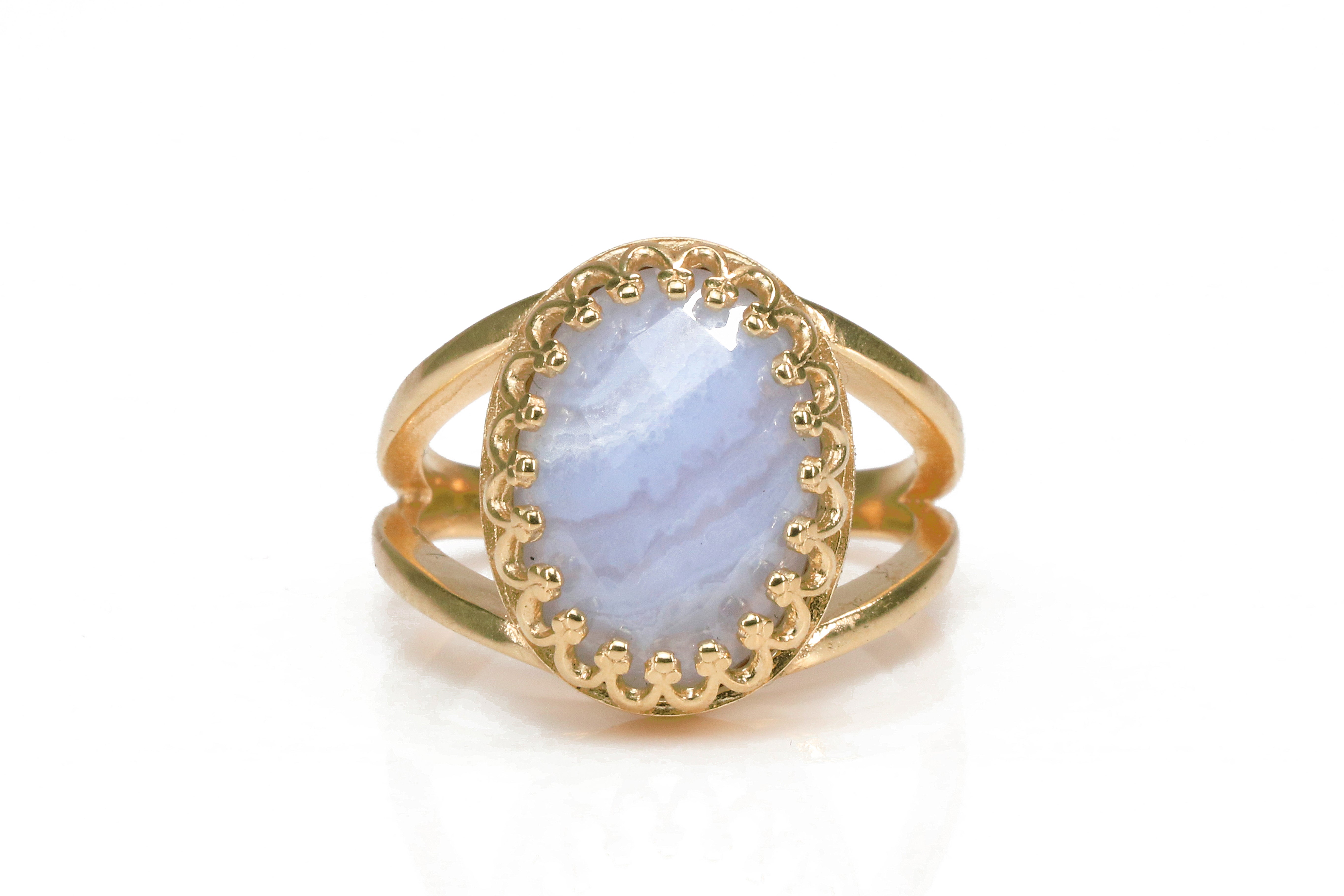 Fancy Oval Lace Agate Ring in Rose Gold Rings Anemone Jewelry