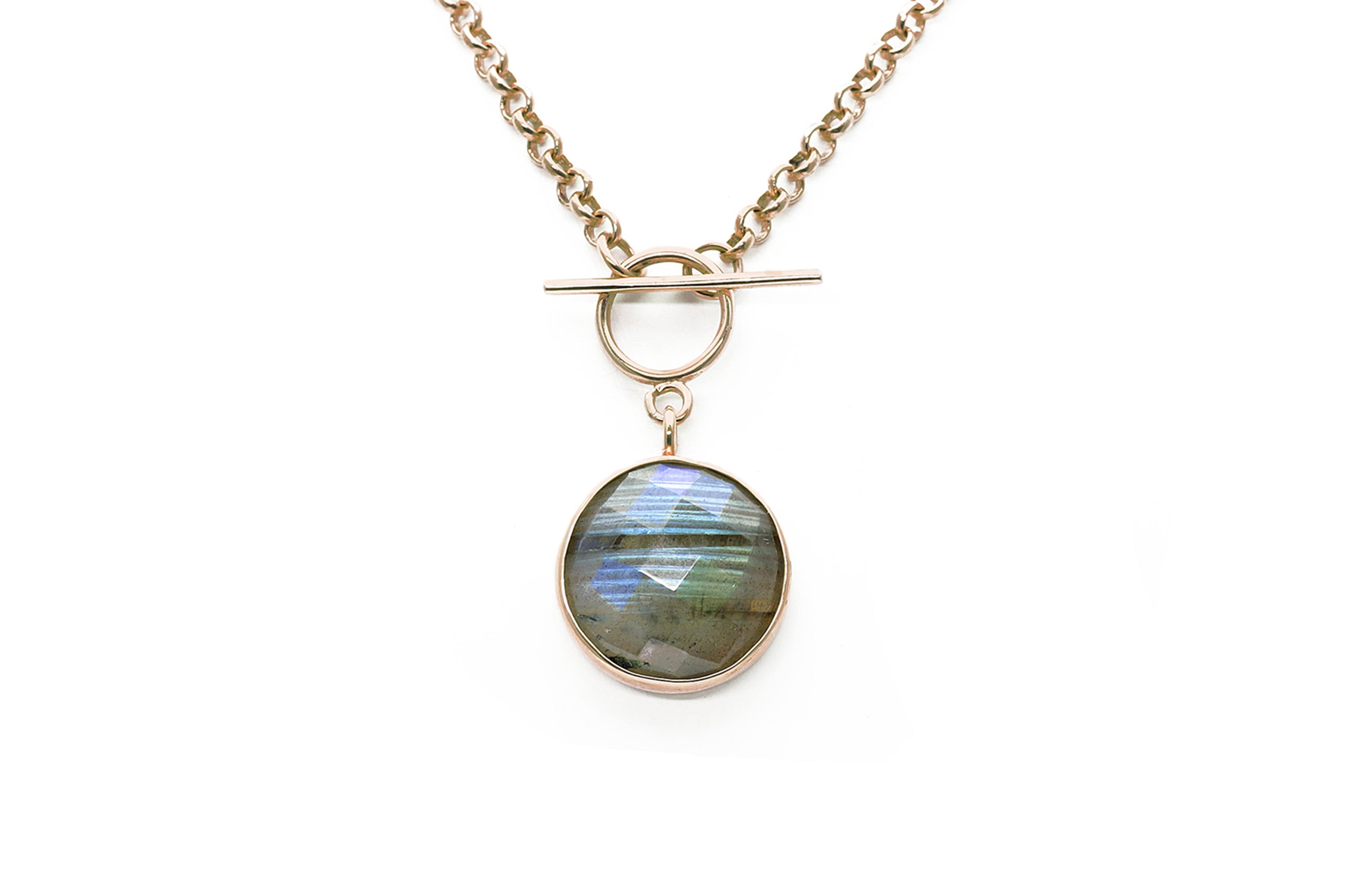 Mixed Flash Labradorite Bezel Set Toggle Clasp Gold Necklace necklaces Anemone Limited