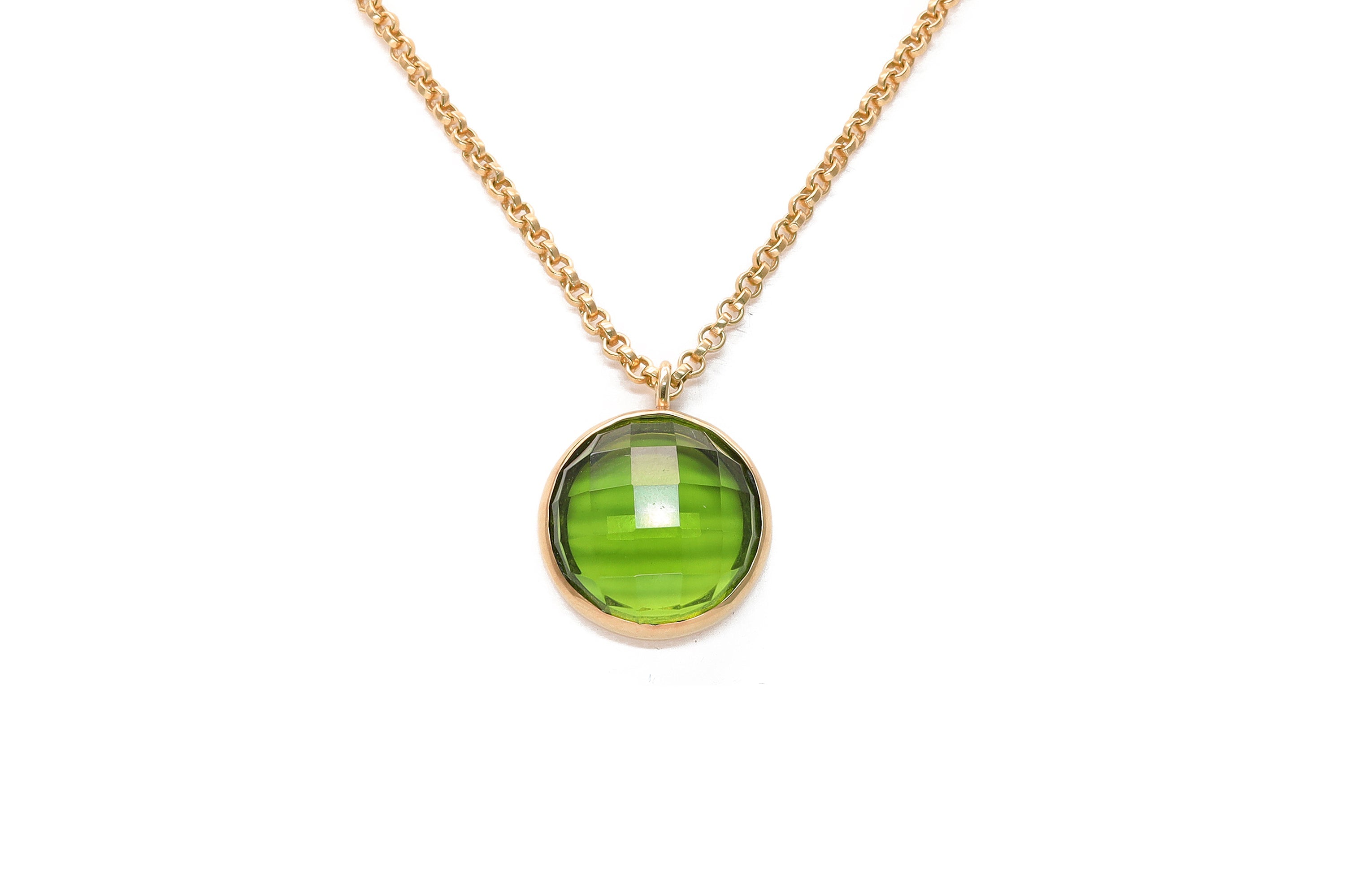 Gold Peridot Bezel Set Pendant Necklace necklaces Anemone Limited