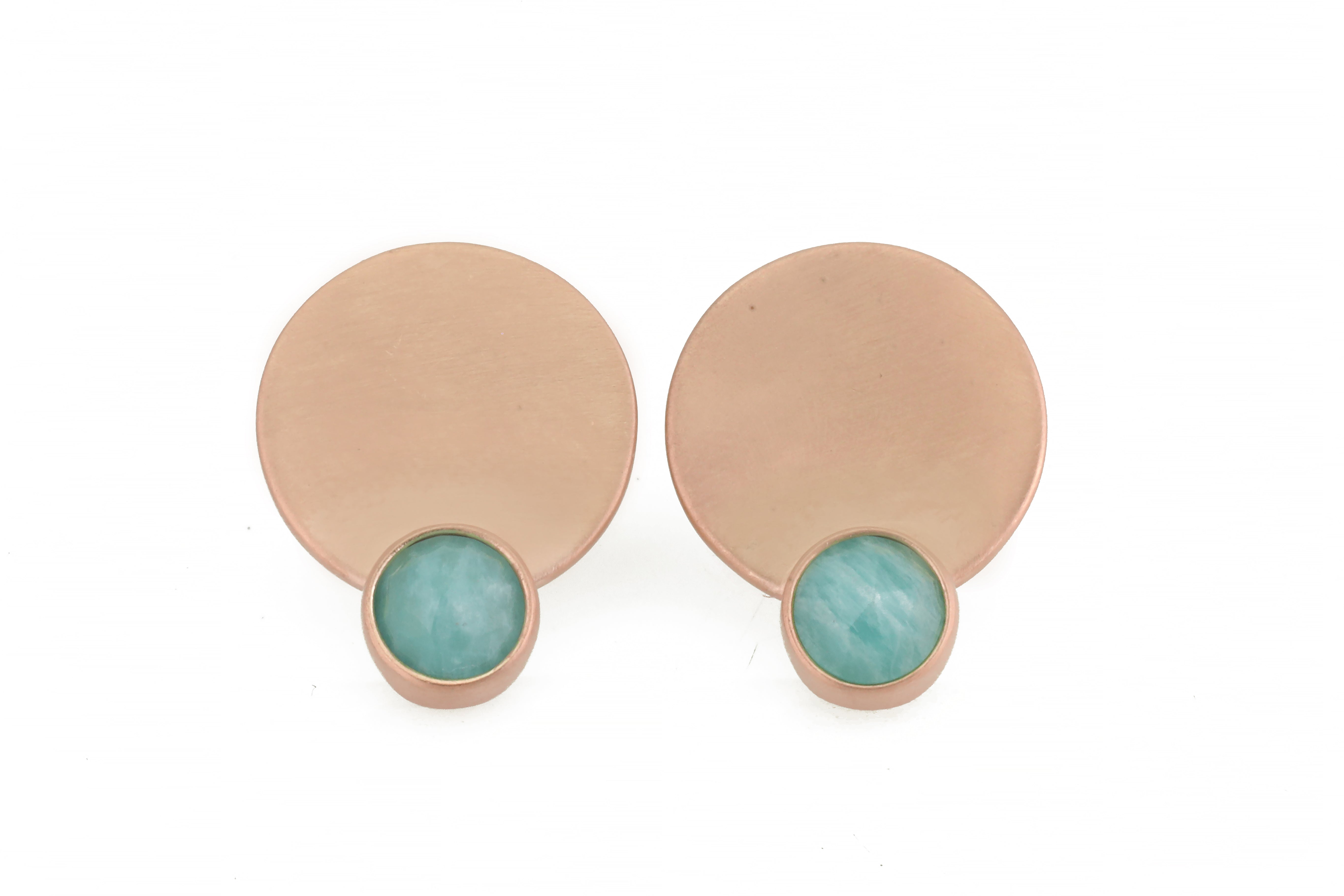 Gold Amazonite Bezel Set Gold Stud Earrings Earrings Anemone Limited