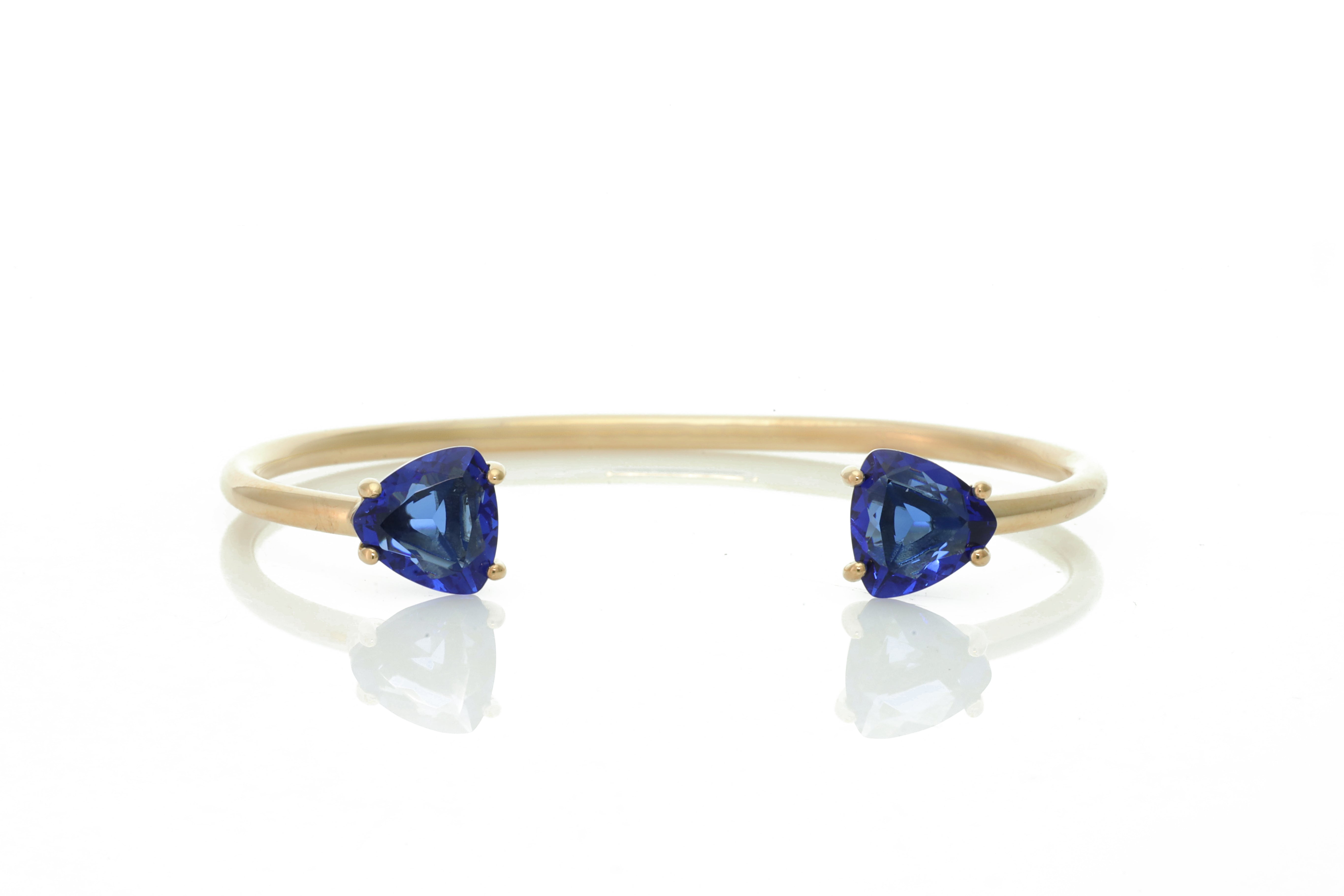 Two Stone Open Sapphire Bracelet in Gold Bracelets Anemone Unique