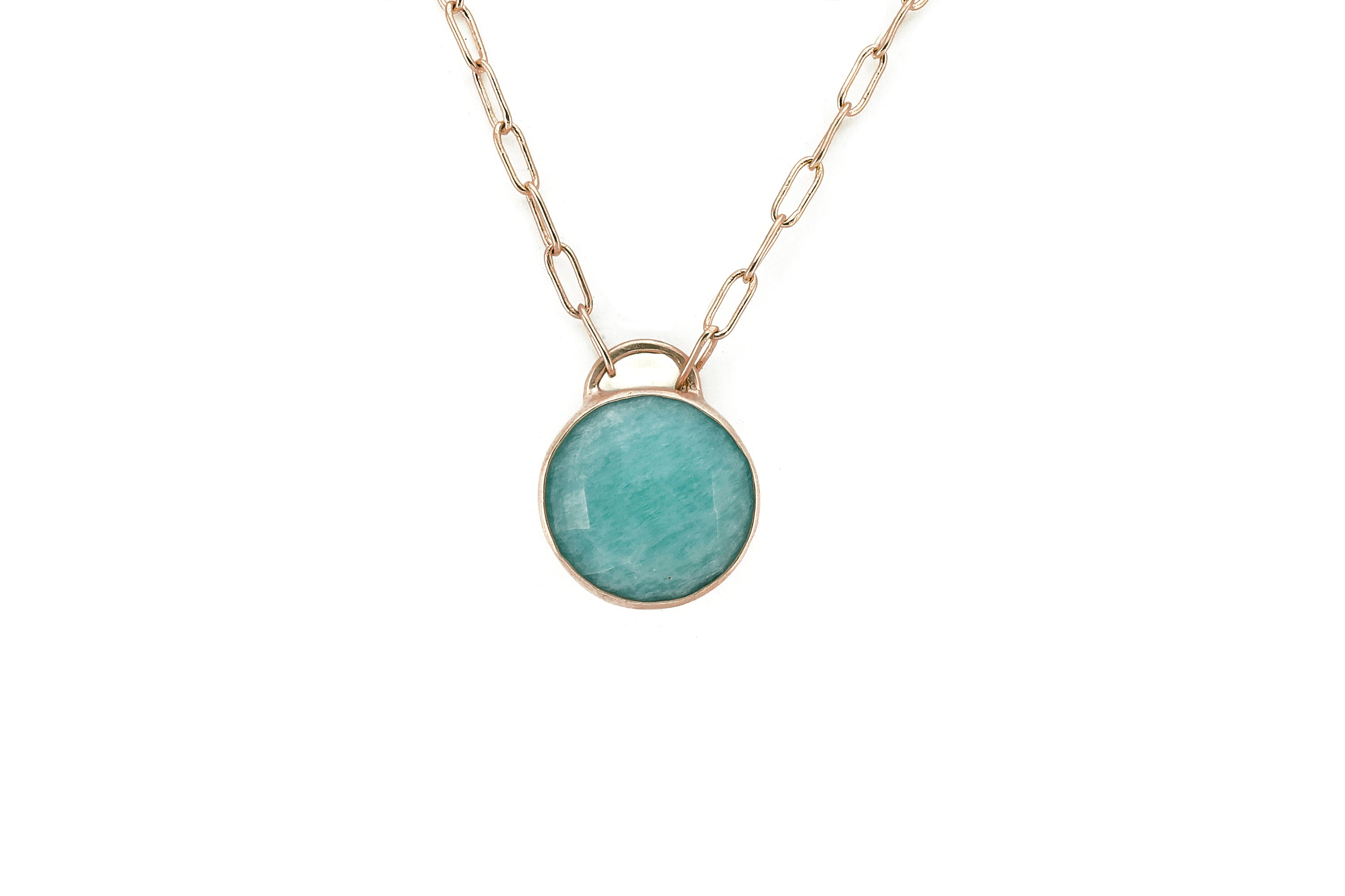 Purse Inspired Blue Amazonite Bezel Set Gold Pendant necklaces Anemone Limited