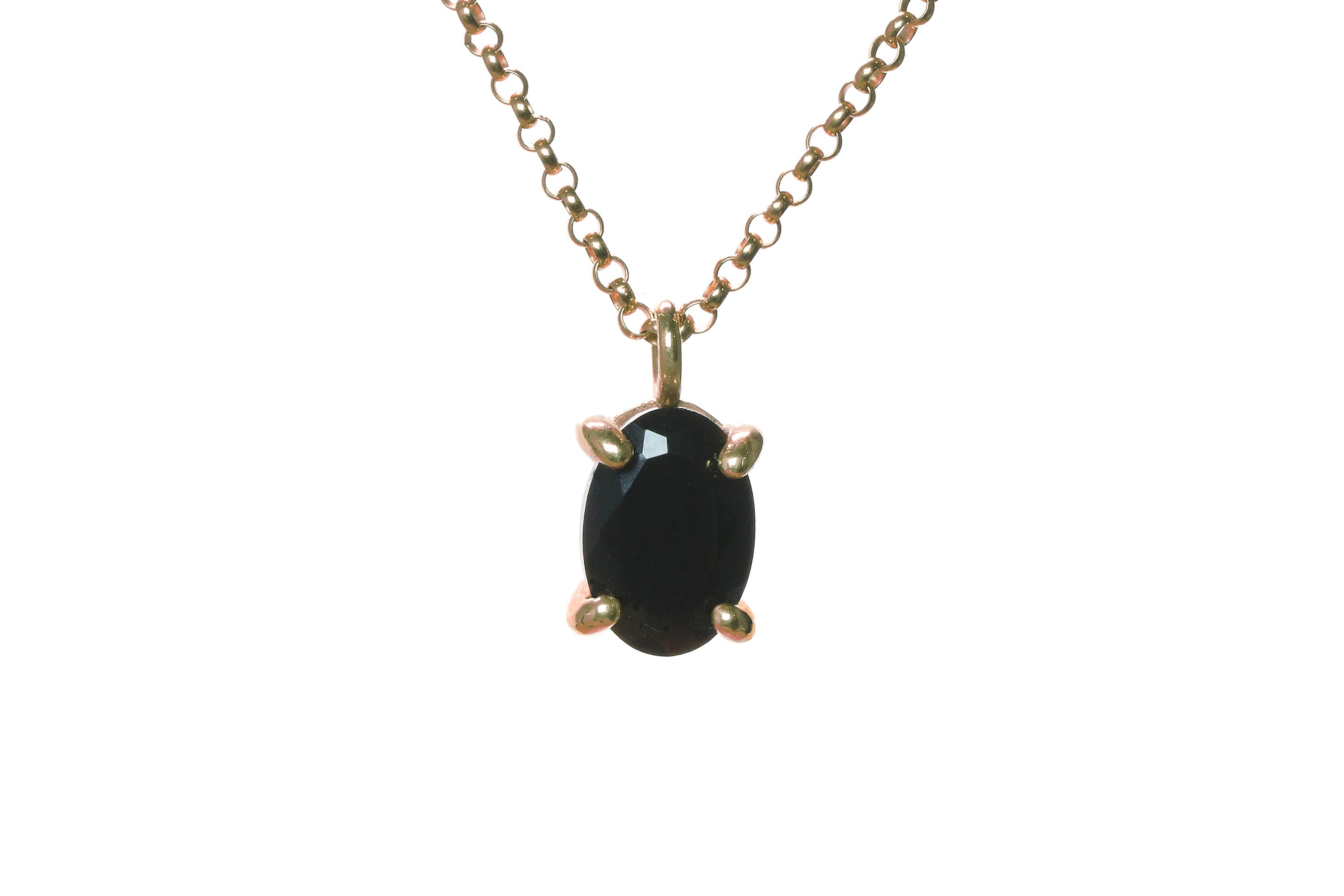 Classic Black Onyx Pendant Gold Necklace necklaces Anemone Unique