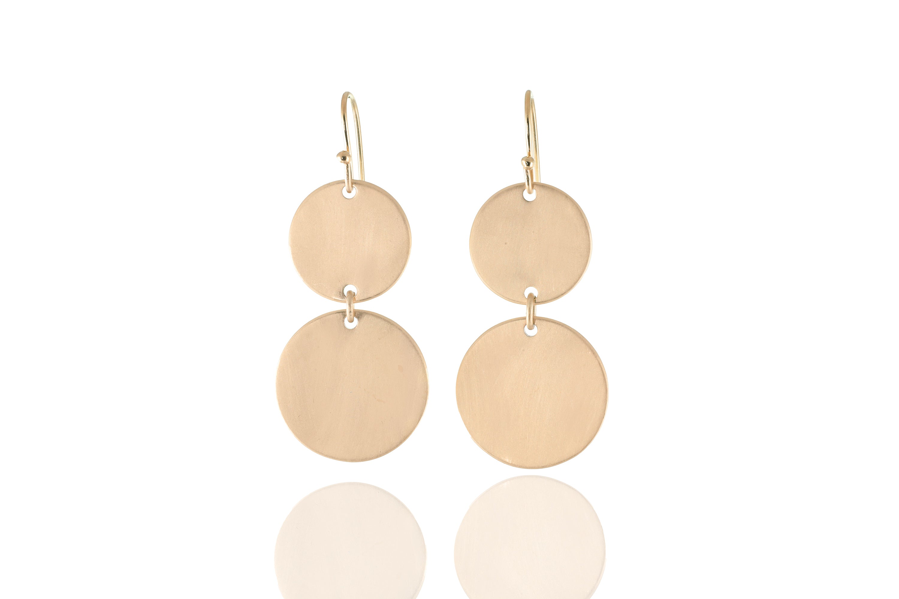 Dual Sized Gold Round Coin Dangle Earrings Earrings Anemone Jewelry