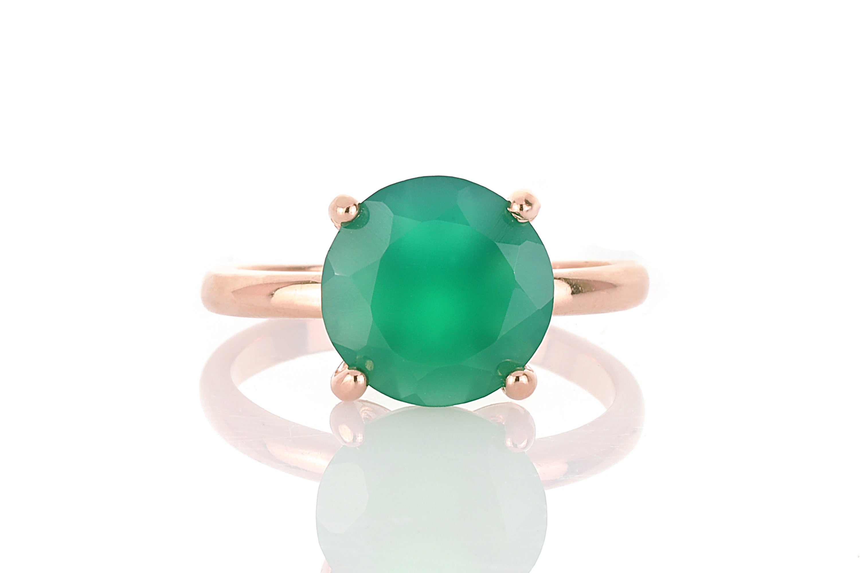 Solitaire Onyx Gemstone Rings in Gold Rings Anemone Unique