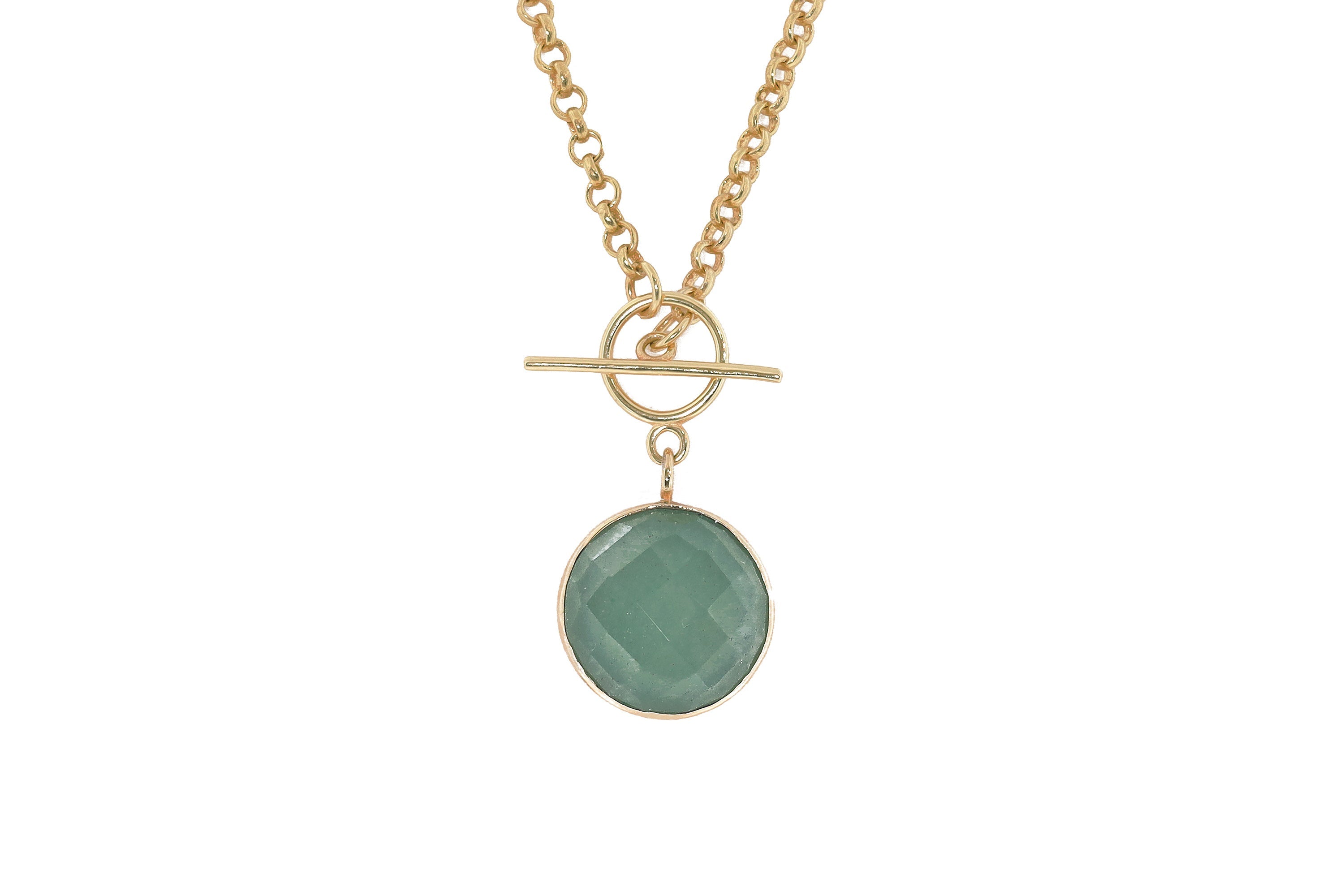 14k Gold Green Aventurine T-Lock Pendant Necklace necklaces Anemone Limited