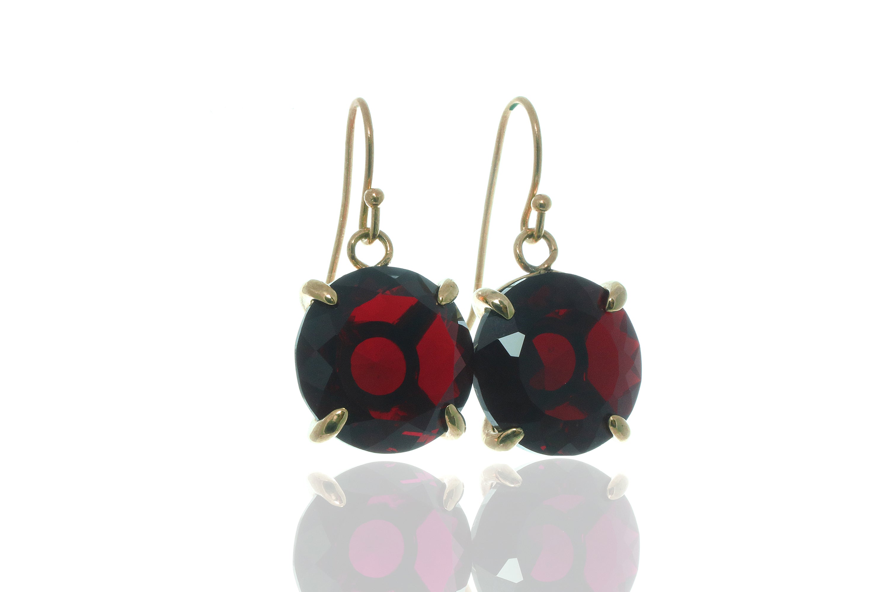 Gold Statement Earrings with Garnet Earrings Anemone Jewelry