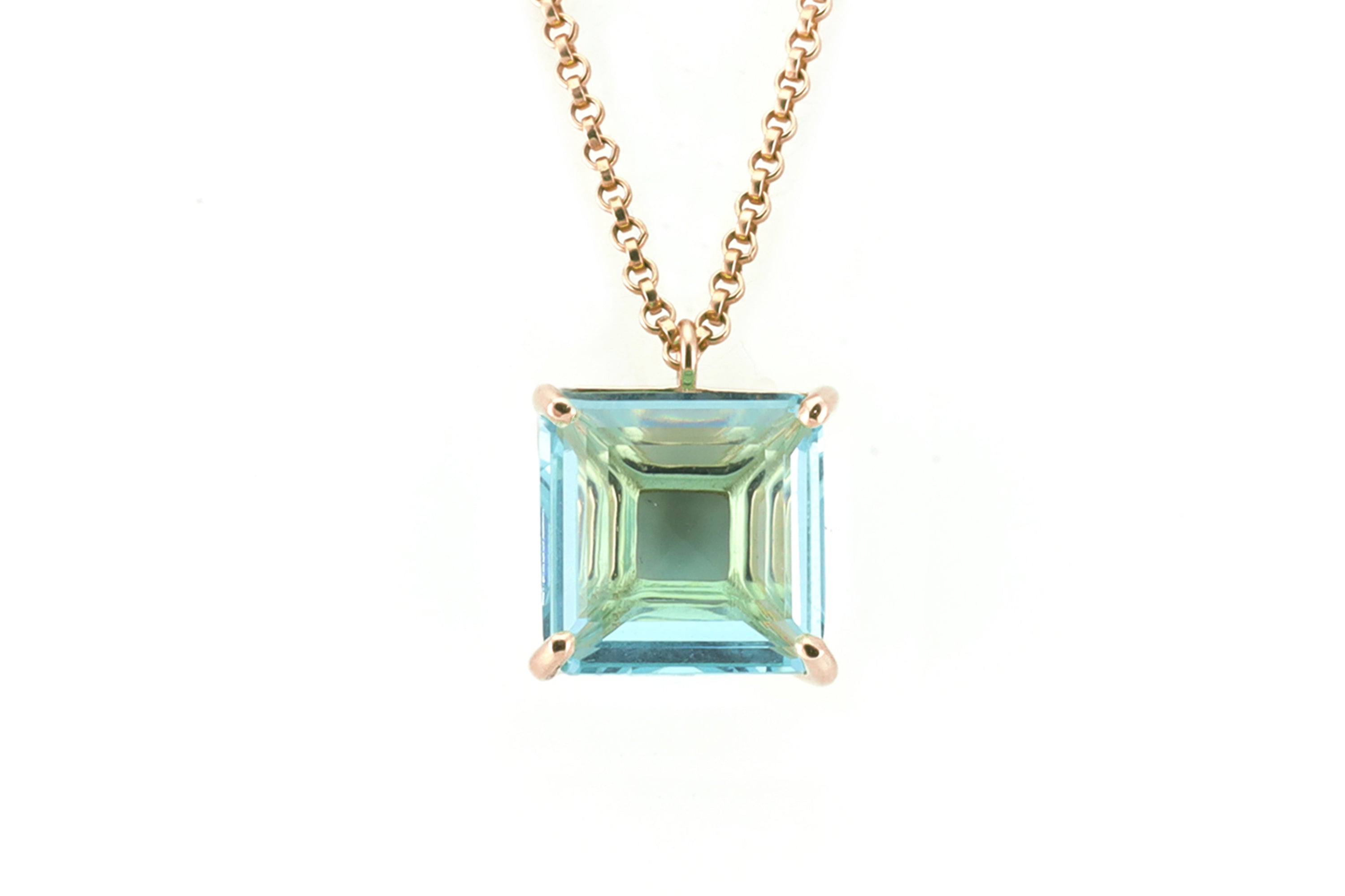 Blue Topaz Square Pendant Necklace in Gold necklaces Anemone Jewelry